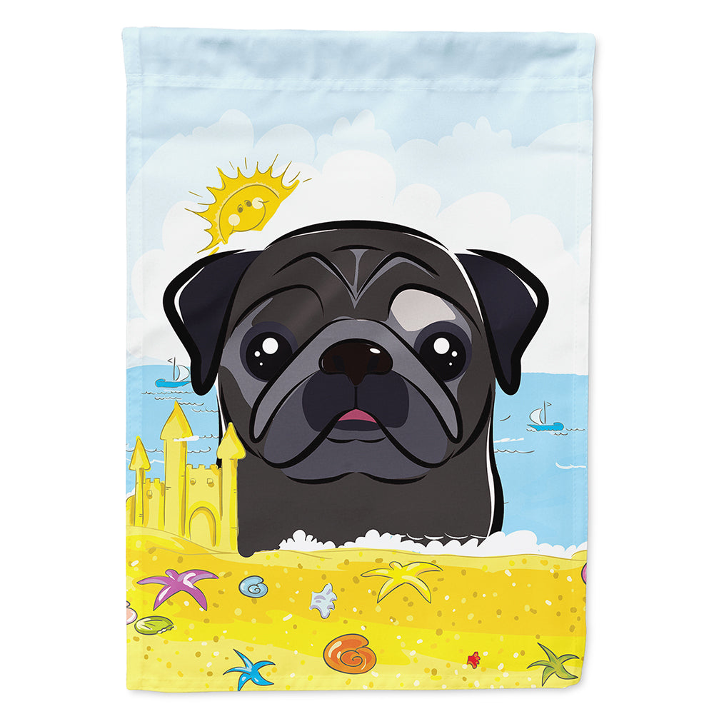 Black Pug Summer Beach Flag Canvas House Size BB2131CHF  the-store.com.