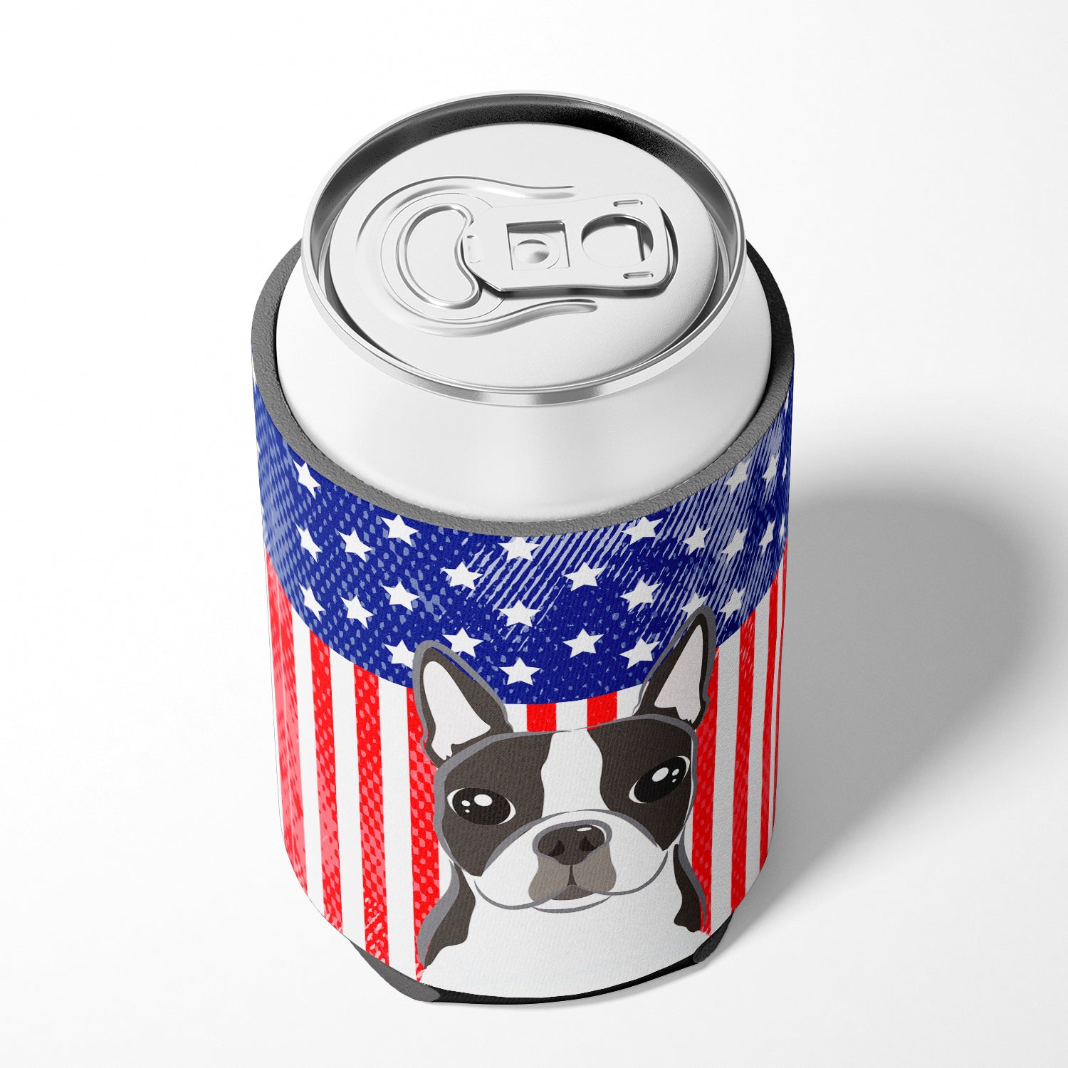 American Flag and Boston Terrier Can or Bottle Hugger BB2133CC.