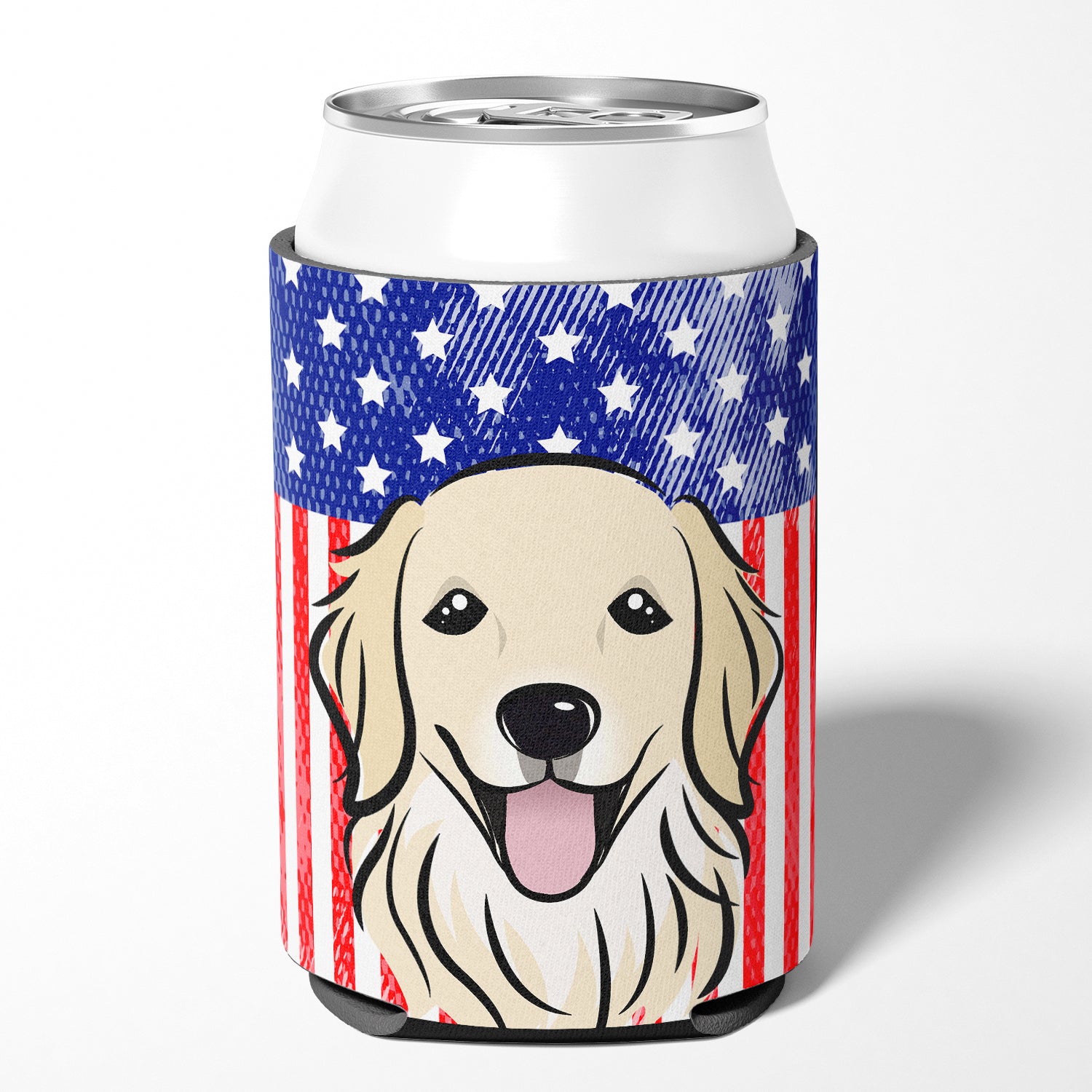 American Flag and Golden Retriever Can or Bottle Hugger BB2135CC.