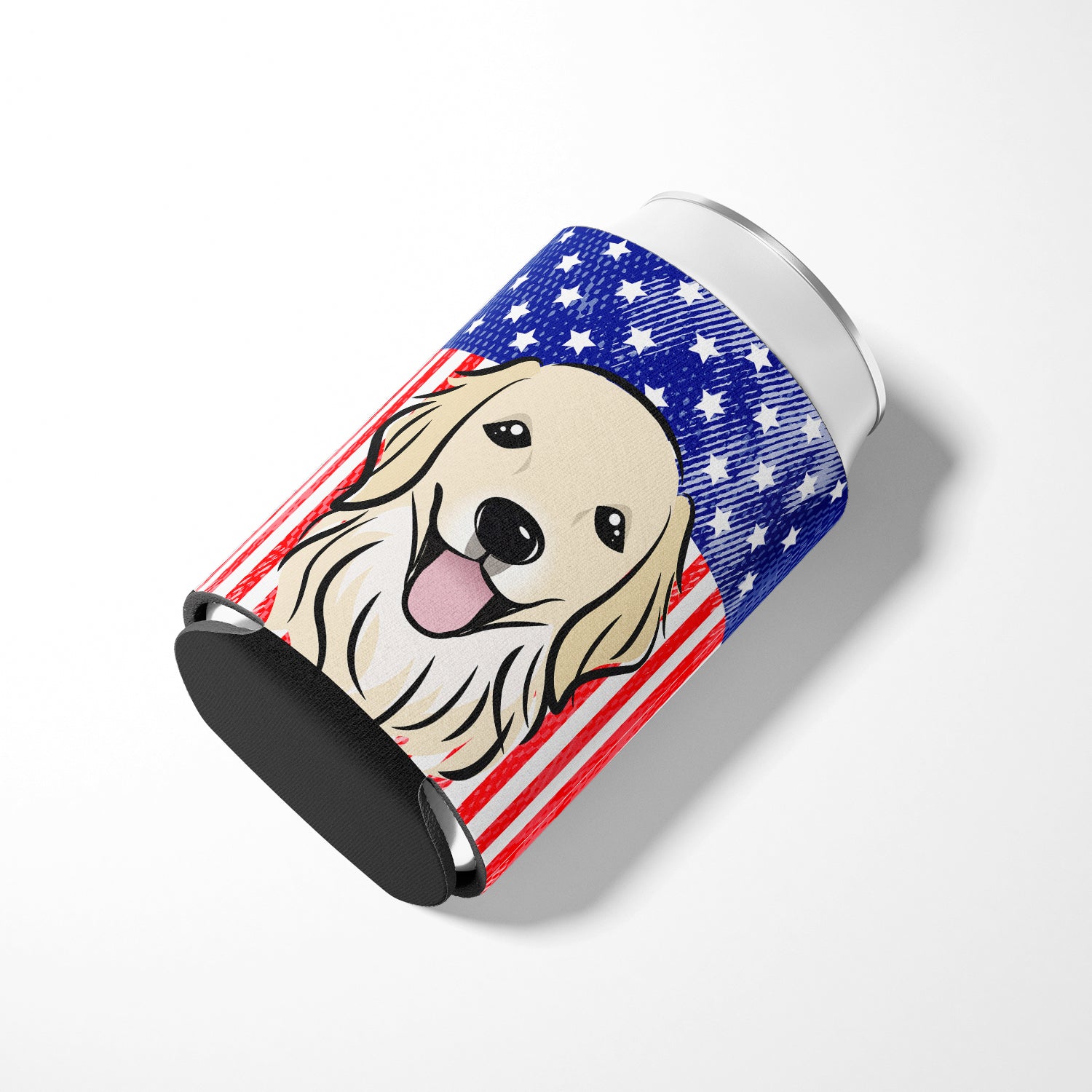 American Flag and Golden Retriever Can or Bottle Hugger BB2135CC.