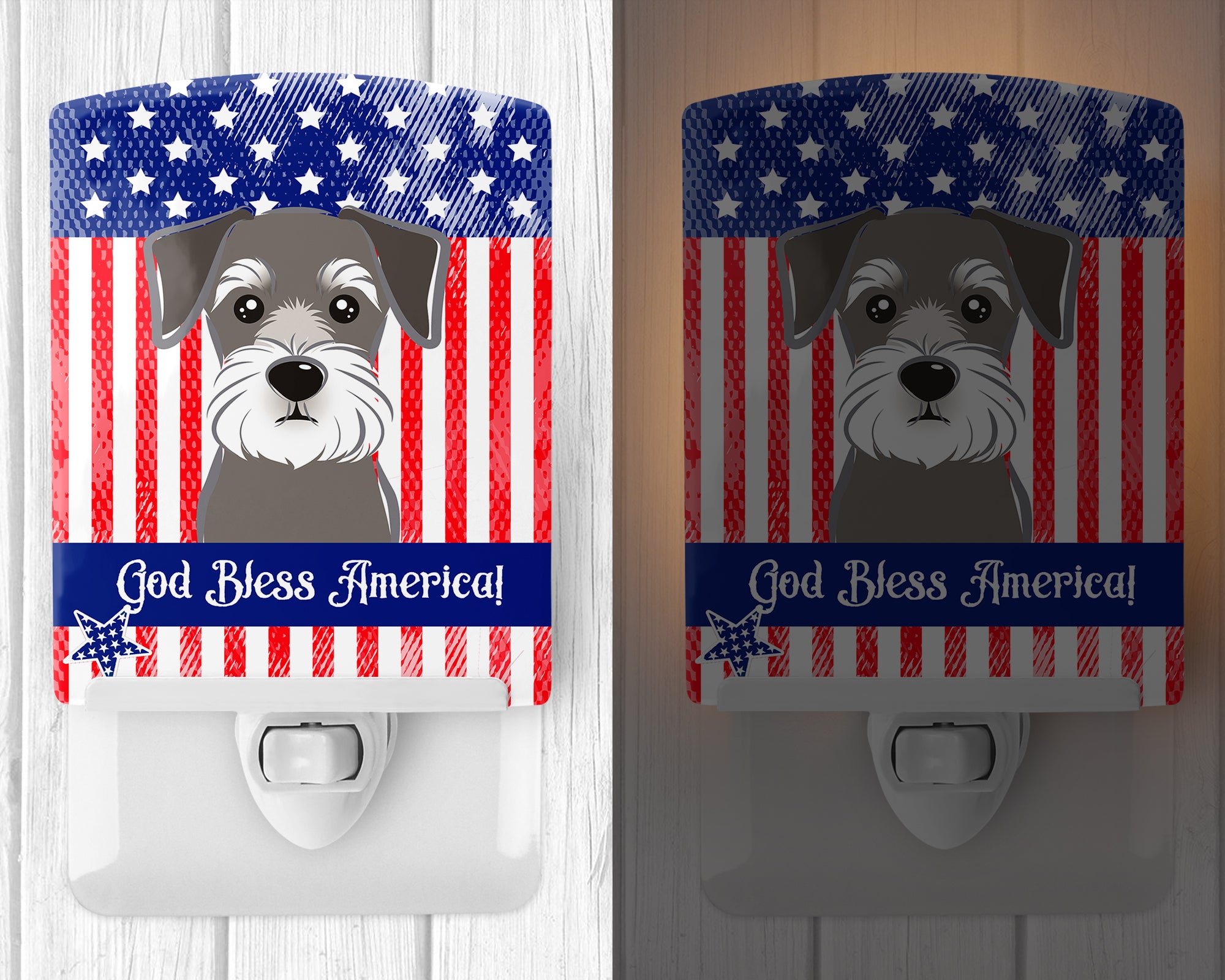 American Flag and Schnauzer Ceramic Night Light BB2136CNL - the-store.com