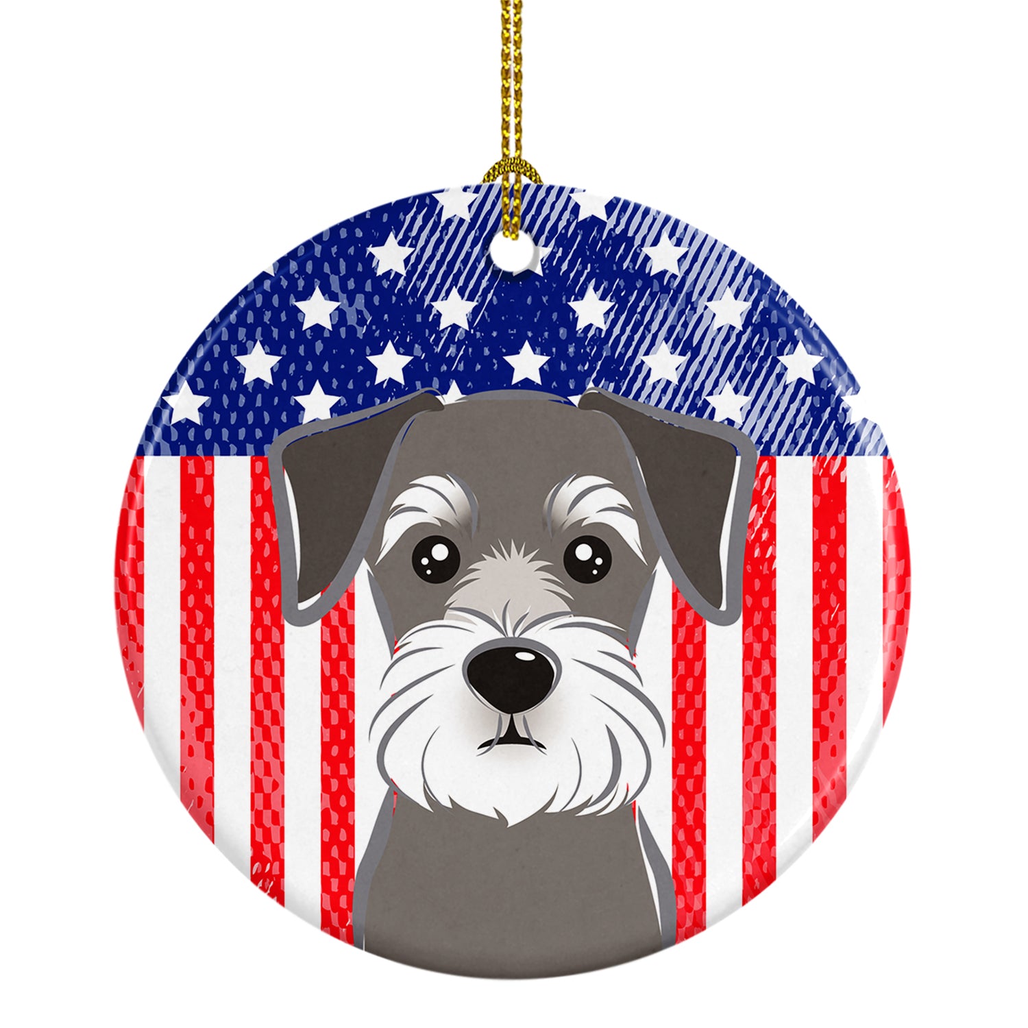 American Flag and Schnauzer Ceramic Ornament - the-store.com