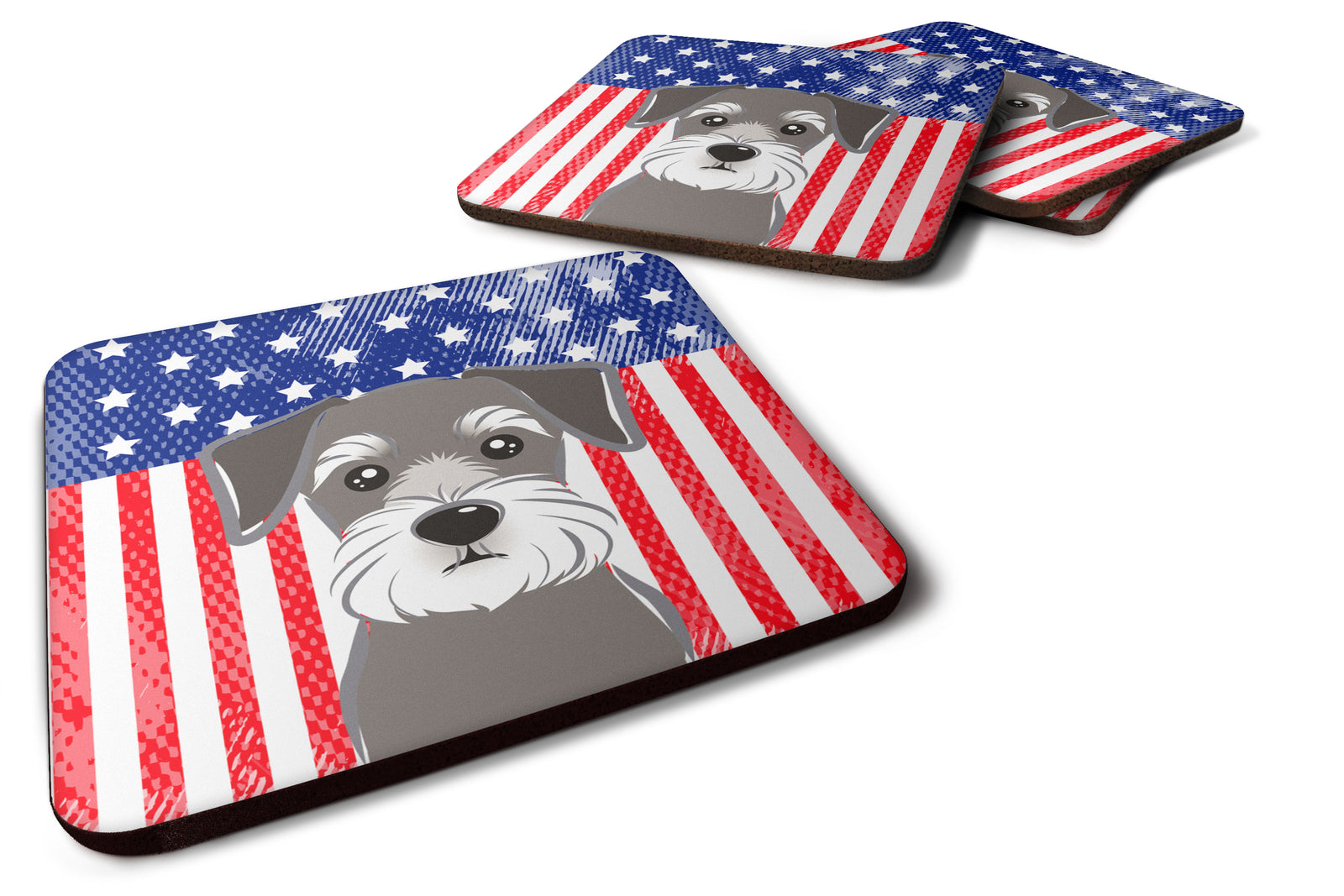 American Flag and Schnauzer Foam Coaster Set of 4 - the-store.com