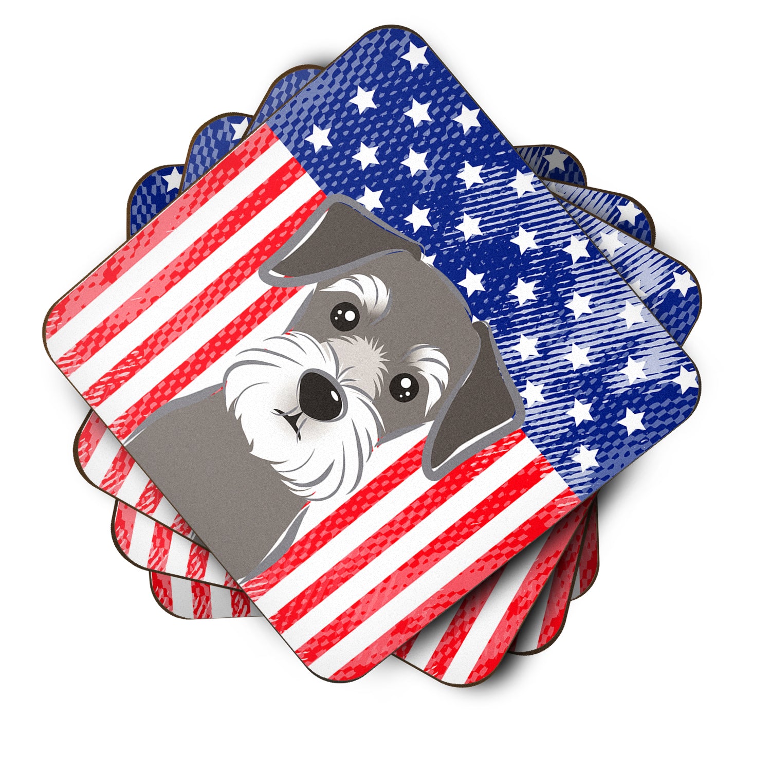 American Flag and Schnauzer Foam Coaster Set of 4 - the-store.com