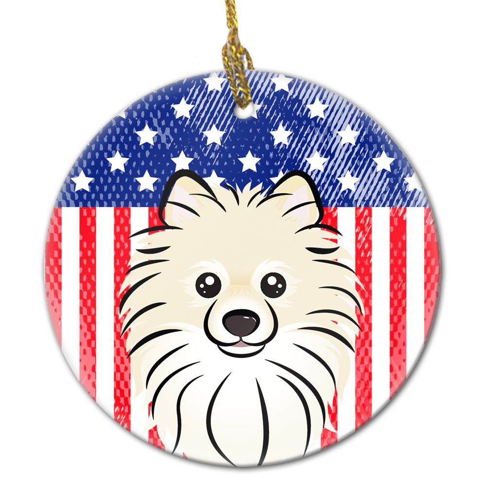 American Flag and Pomeranian Ceramic Ornament BB2137CO1 by Caroline's Treasures