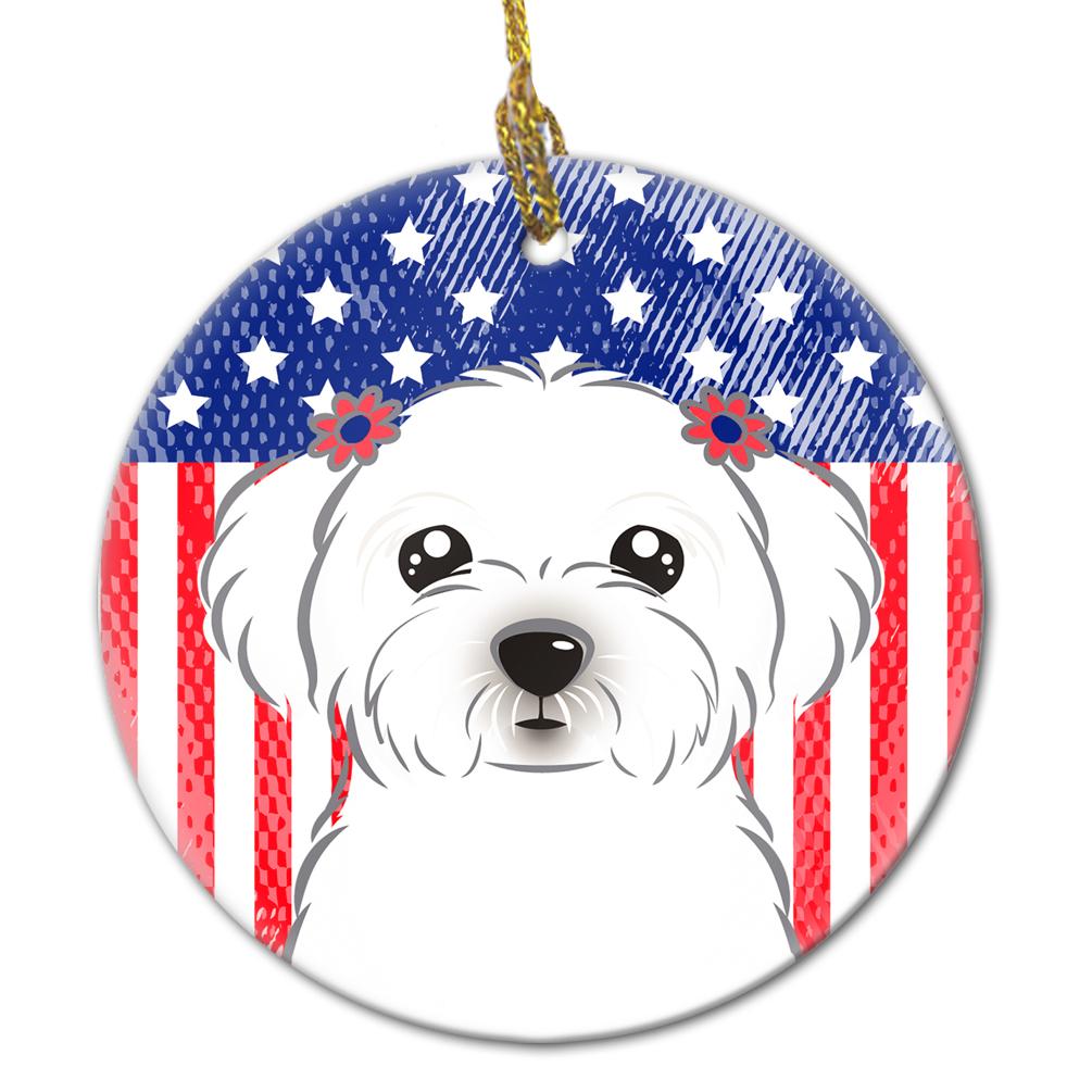 American Flag and Maltese Ceramic Ornament by Caroline's Treasures