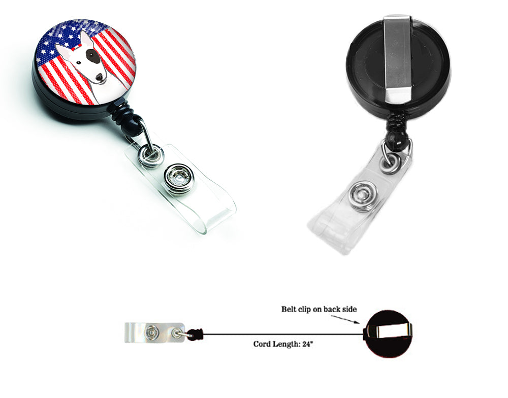 American Flag and Bull Terrier Retractable Badge Reel BB2139BR.