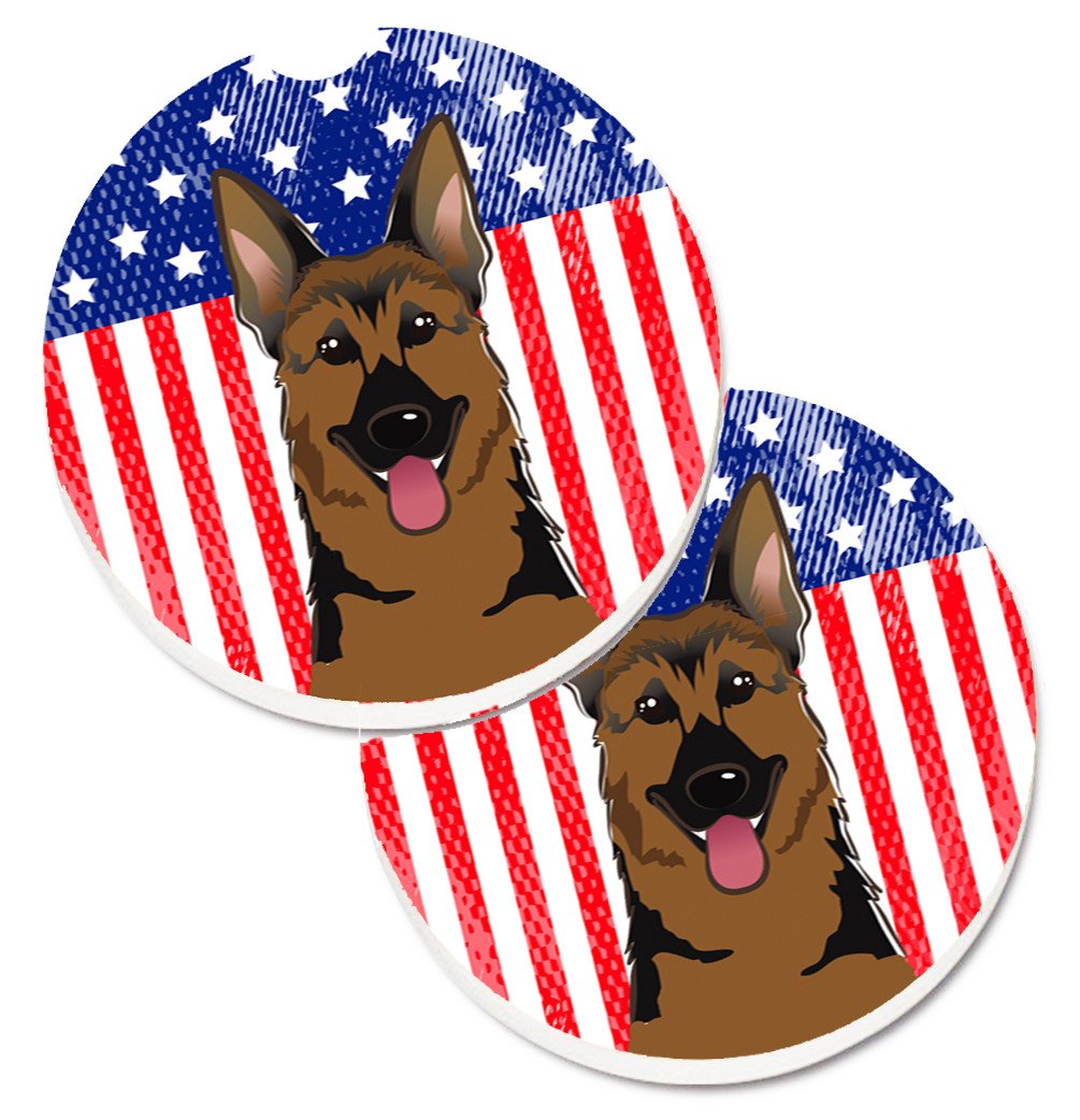 American Flag and German Shepherd Set of 2 Cup Holder Car Coasters BB2141CARC by Caroline&#39;s Treasures