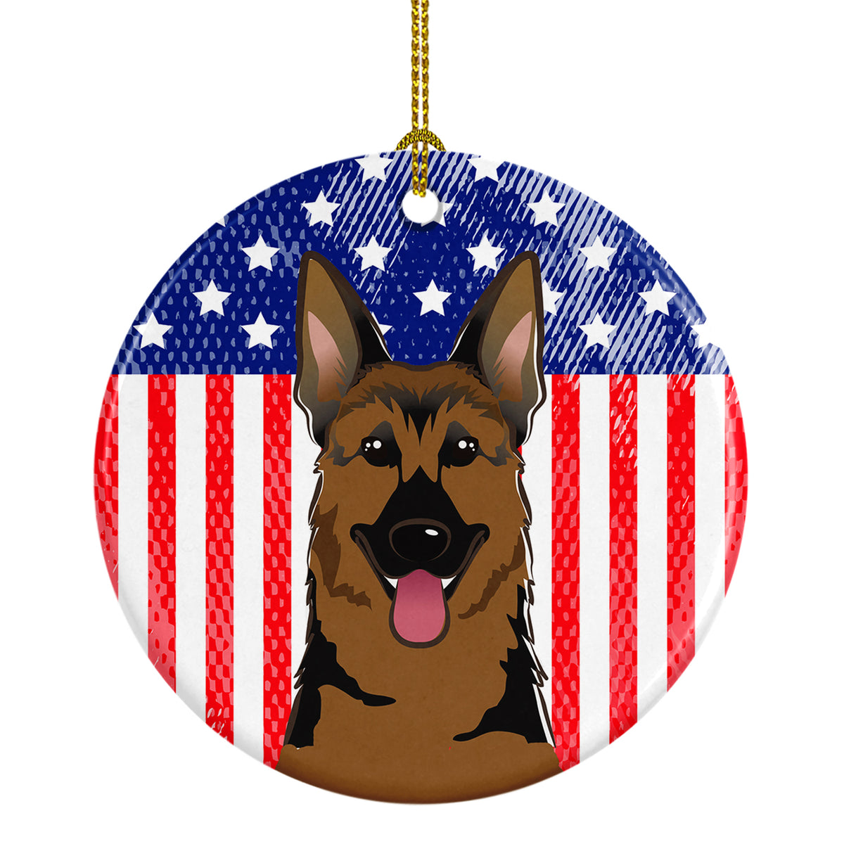 American Flag and German Shepherd Ceramic Ornament BB2141CO1 - the-store.com