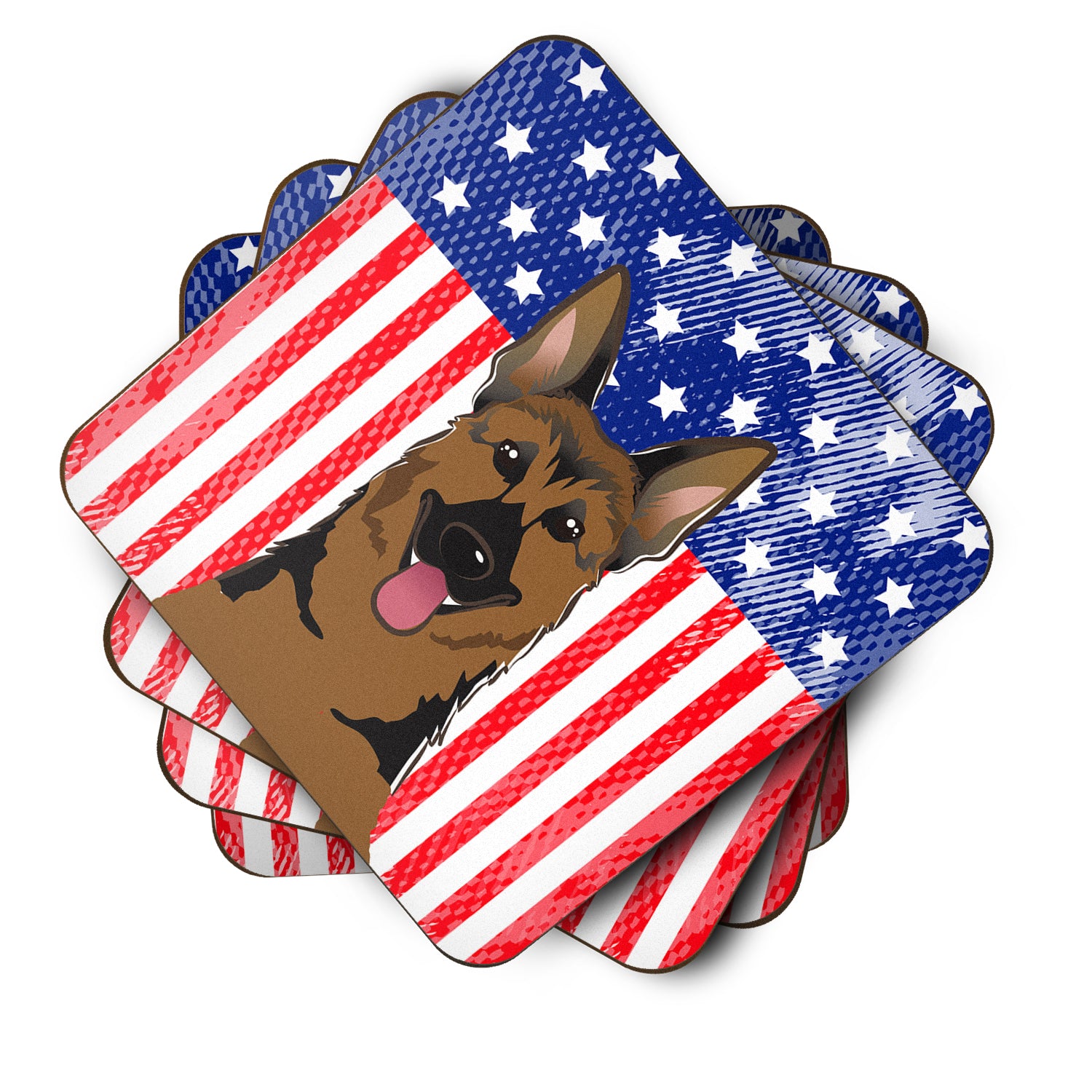 American Flag and German Shepherd Foam Coaster Set of 4 - the-store.com