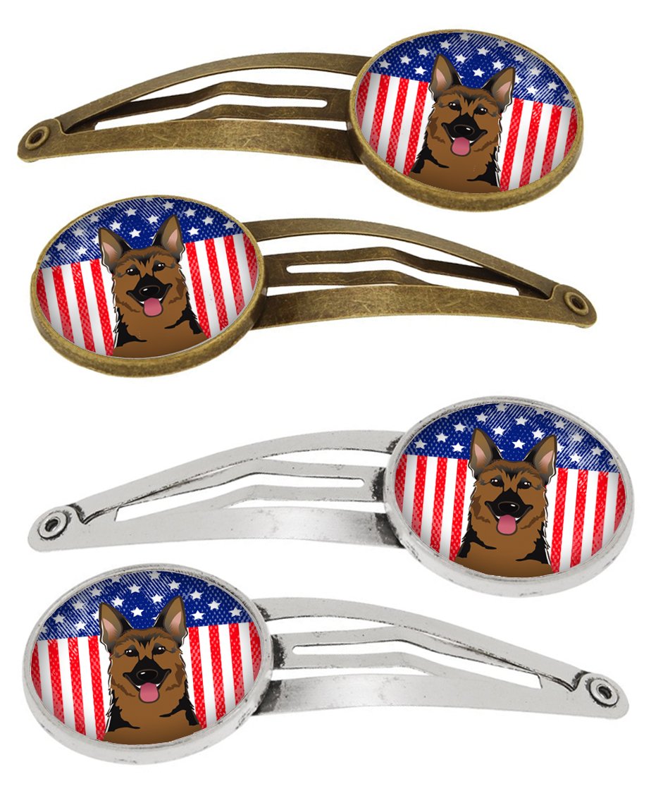 American Flag and German Shepherd Set of 4 Barrettes Hair Clips BB2141HCS4 by Caroline's Treasures