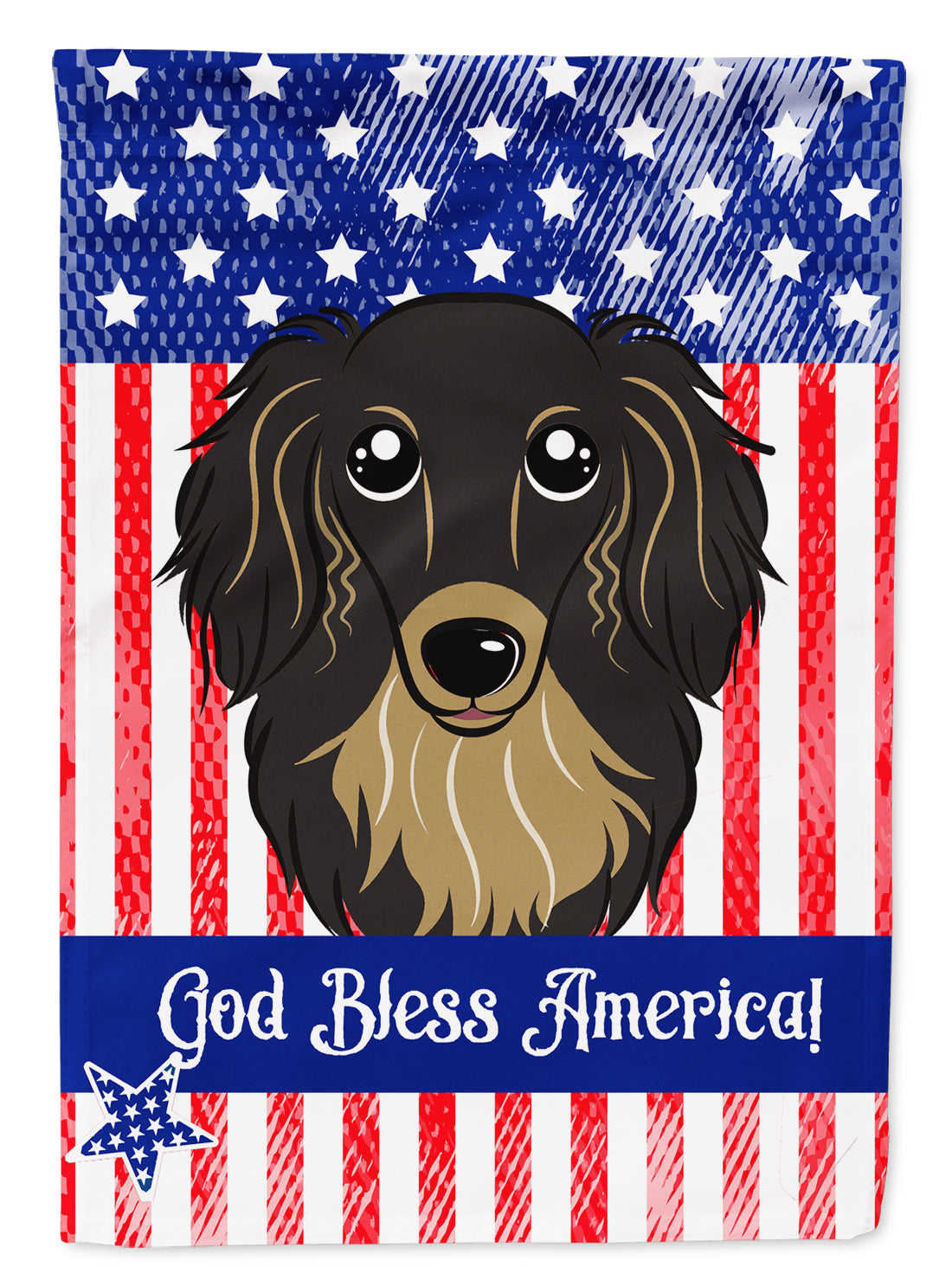 Longhair Black and Tan Dachshund Flag Garden Size BB2143GF.