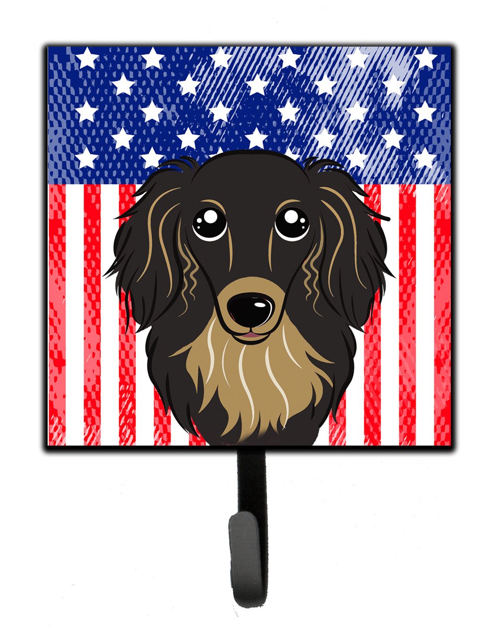 American Flag and Longhair Black and Tan Dachshund Leash or Key Holder BB2143SH4 by Caroline's Treasures