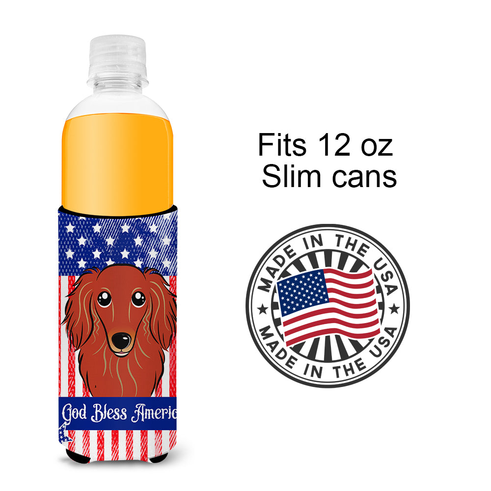 Longhair Red Dachshund  Ultra Beverage Insulator for slim cans BB2144MUK  the-store.com.