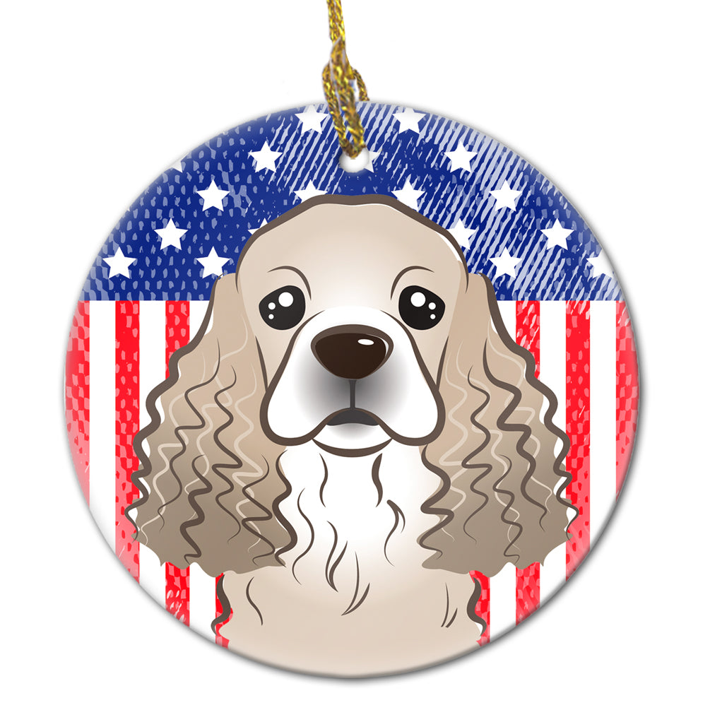 American Flag and Cocker Spaniel Ceramic Ornament BB2146CO1 - the-store.com