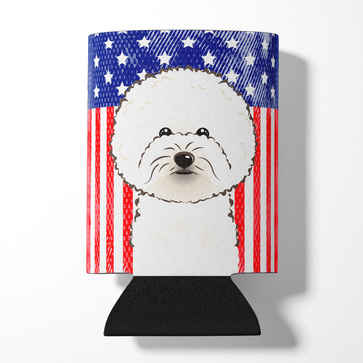 American Flag and Bichon Frise Can or Bottle Hugger BB2147CC.