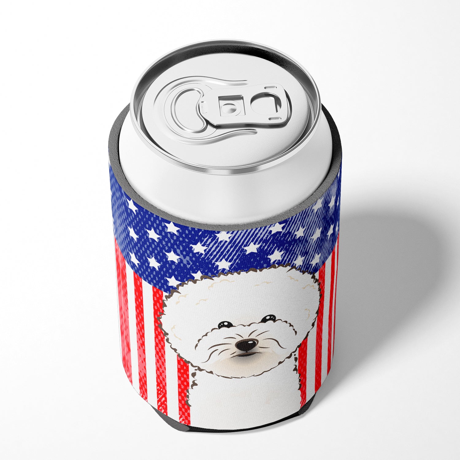 American Flag and Bichon Frise Can or Bottle Hugger BB2147CC.