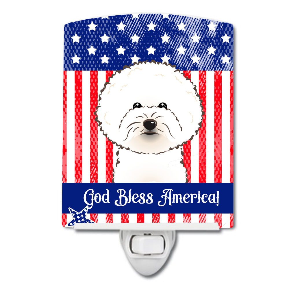 American Flag and Bichon Frise Ceramic Night Light BB2147CNL - the-store.com