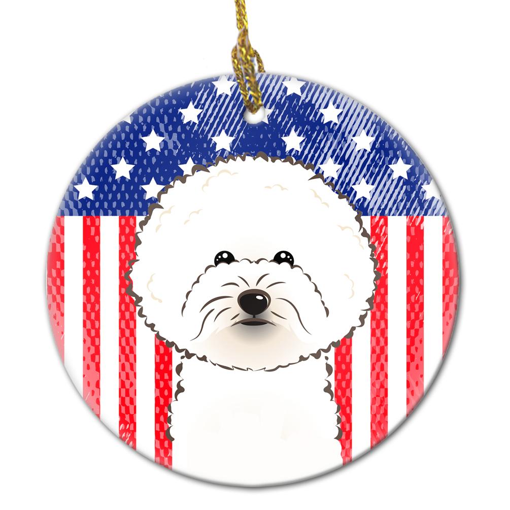 American Flag and Bichon Frise Ceramic Ornament BB2147CO1 by Caroline's Treasures