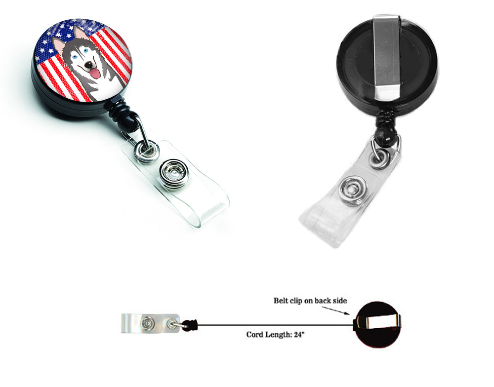 American Flag and Alaskan Malamute Retractable Badge Reel BB2148BR.