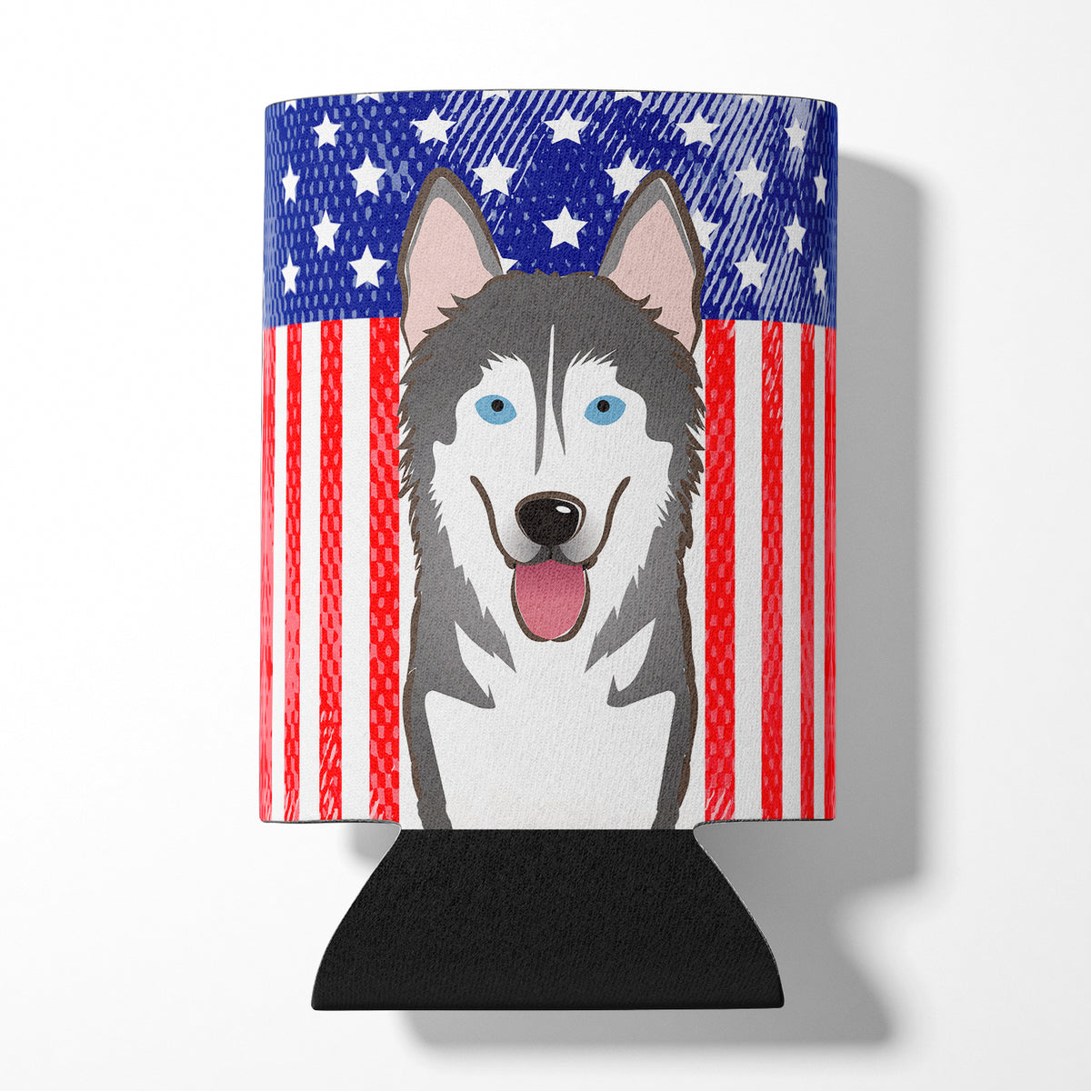 American Flag and Alaskan Malamute Can or Bottle Hugger BB2148CC.