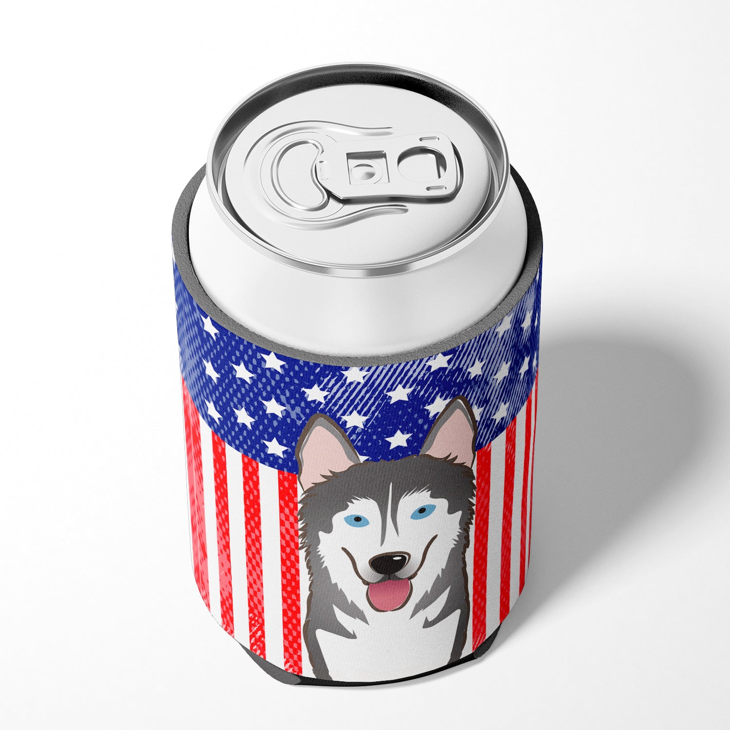 American Flag and Alaskan Malamute Can or Bottle Hugger BB2148CC.