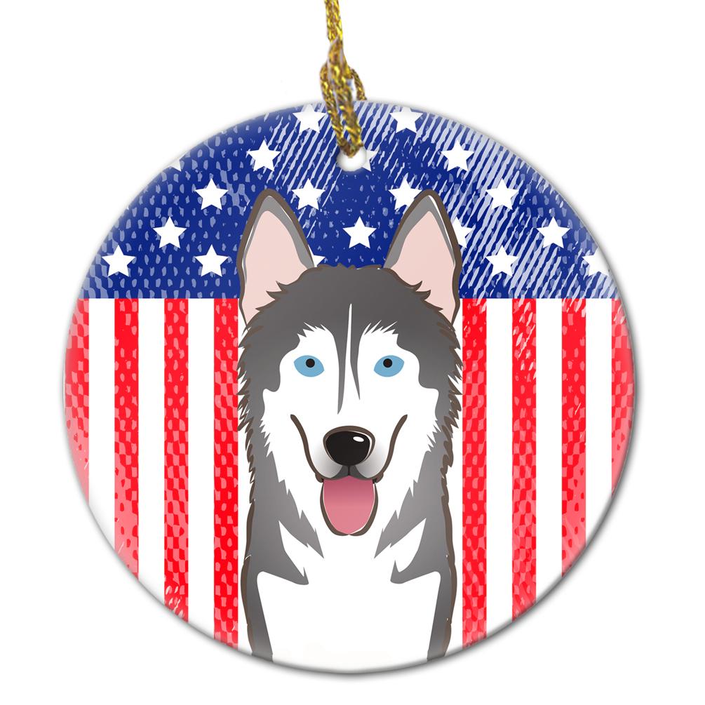 American Flag and Alaskan Malamute Ceramic Ornament BB2148CO1 by Caroline's Treasures