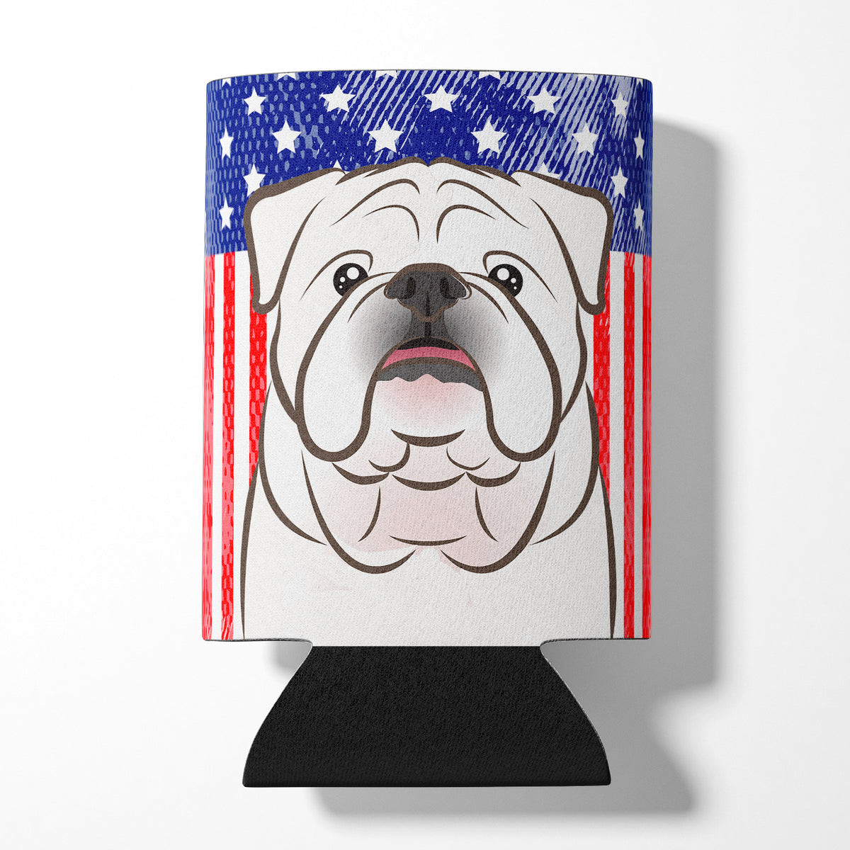 American Flag and White English Bulldog  Can or Bottle Hugger BB2150CC.