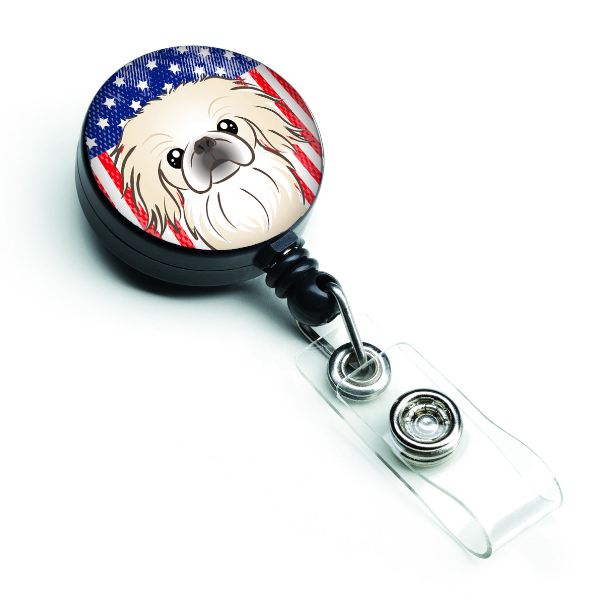 American Flag and Pekingese Retractable Badge Reel BB2151BR.