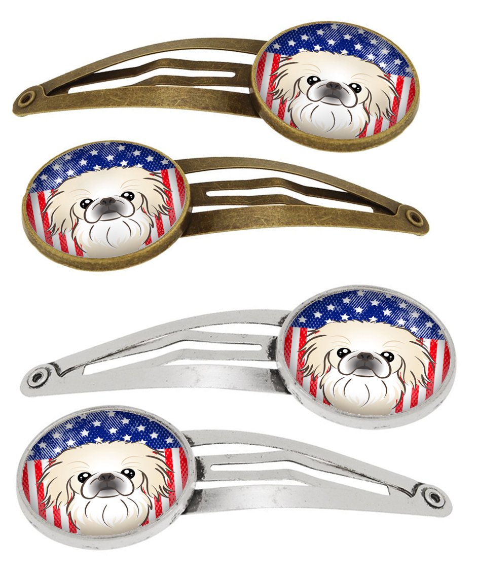 American Flag and Pekingese Set of 4 Barrettes Hair Clips BB2151HCS4 by Caroline's Treasures