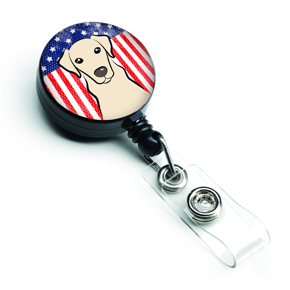 American Flag and Yellow Labrador Retractable Badge Reel BB2152BR.