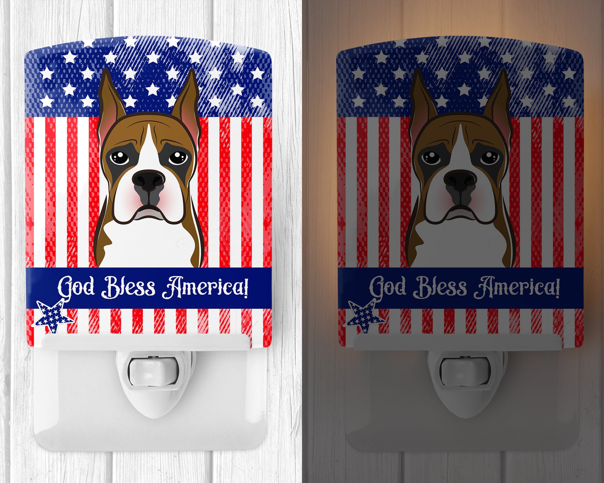 American Flag and Boxer Ceramic Night Light BB2153CNL - the-store.com