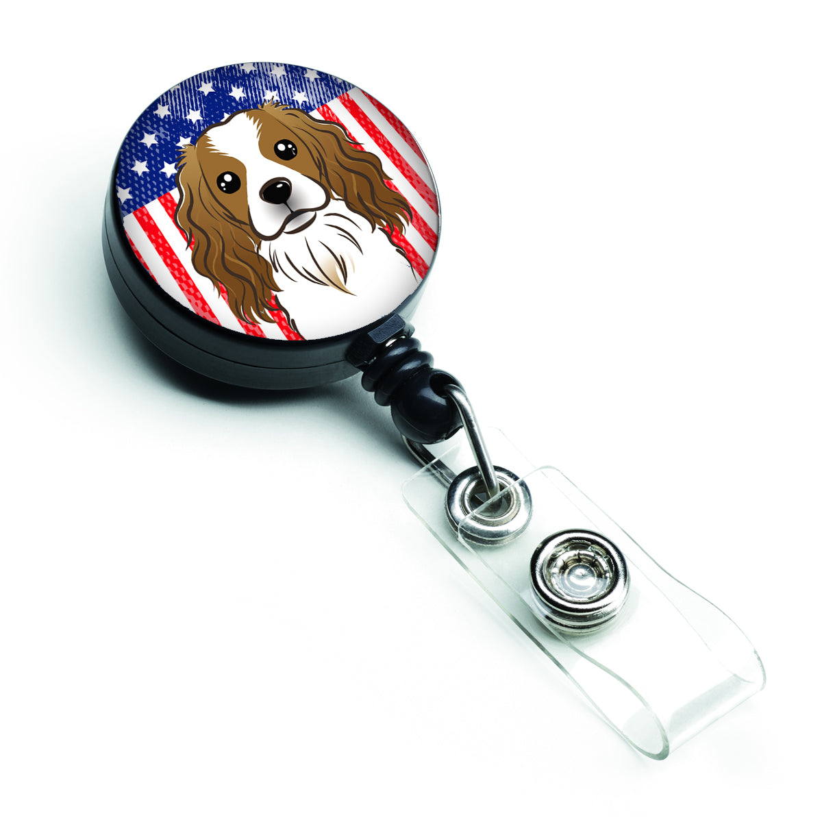 American Flag and Cavalier Spaniel Retractable Badge Reel BB2154BR.