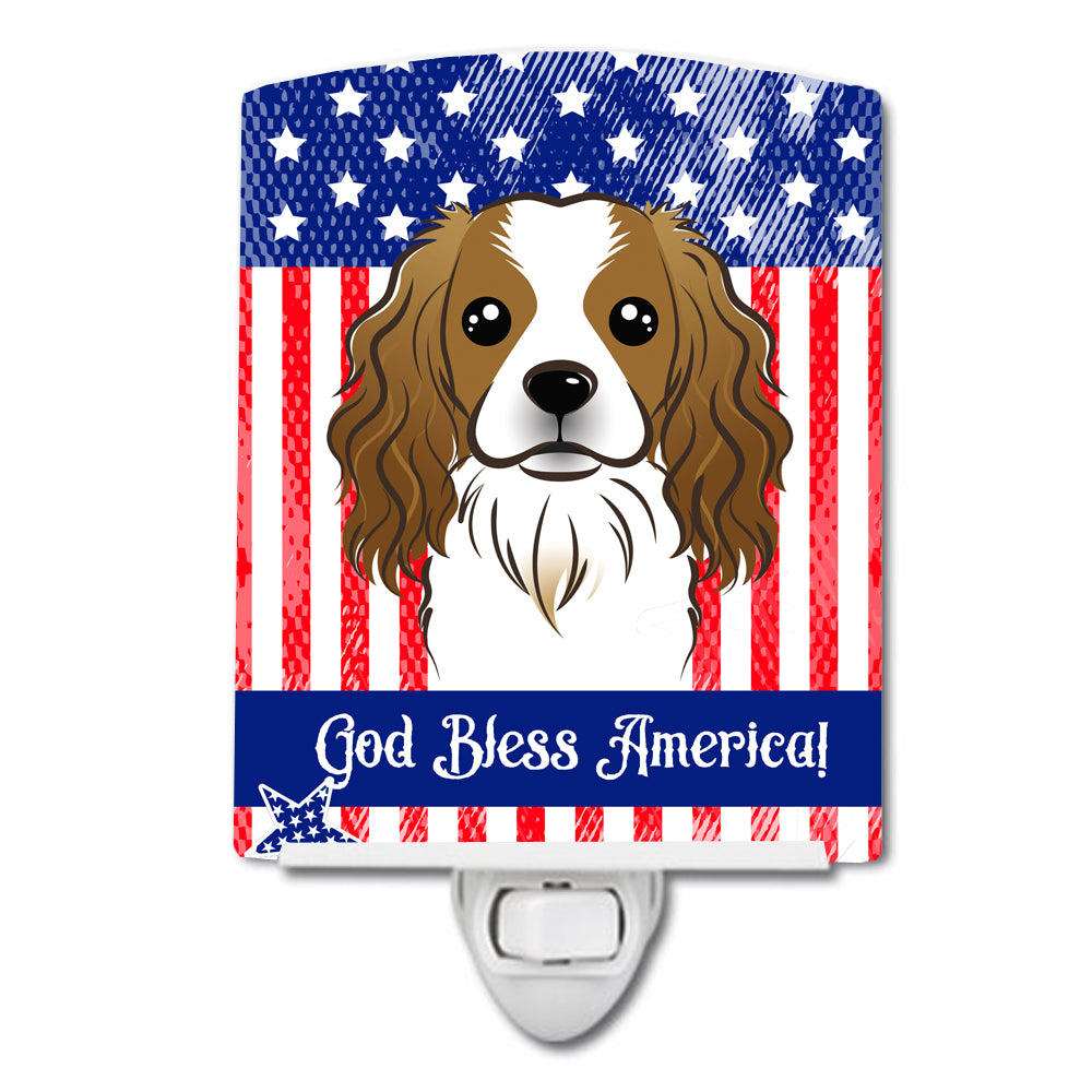 American Flag and Cavalier Spaniel Ceramic Night Light BB2154CNL - the-store.com