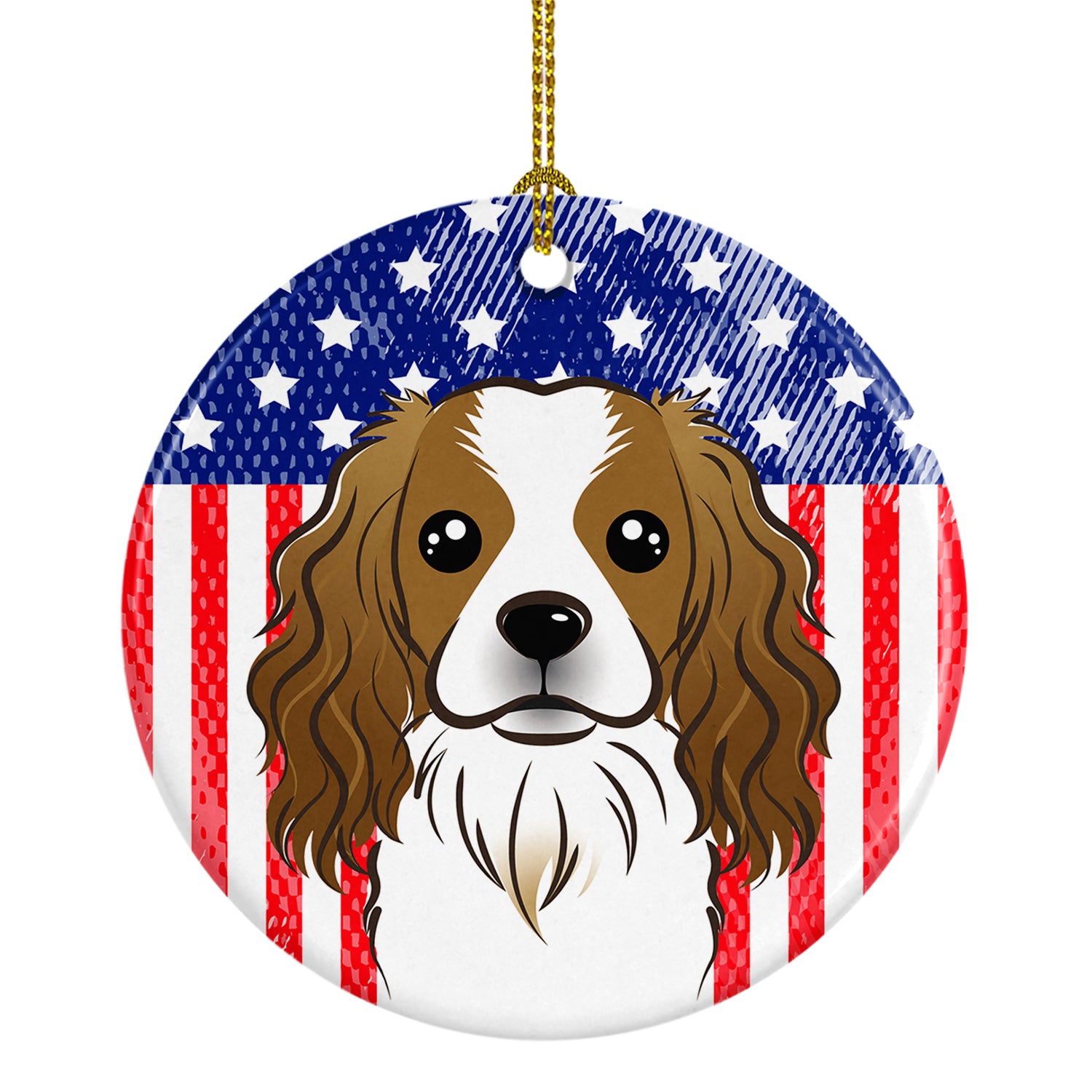 American Flag and Cavalier Spaniel Ceramic Ornament BB2154CO1 - the-store.com