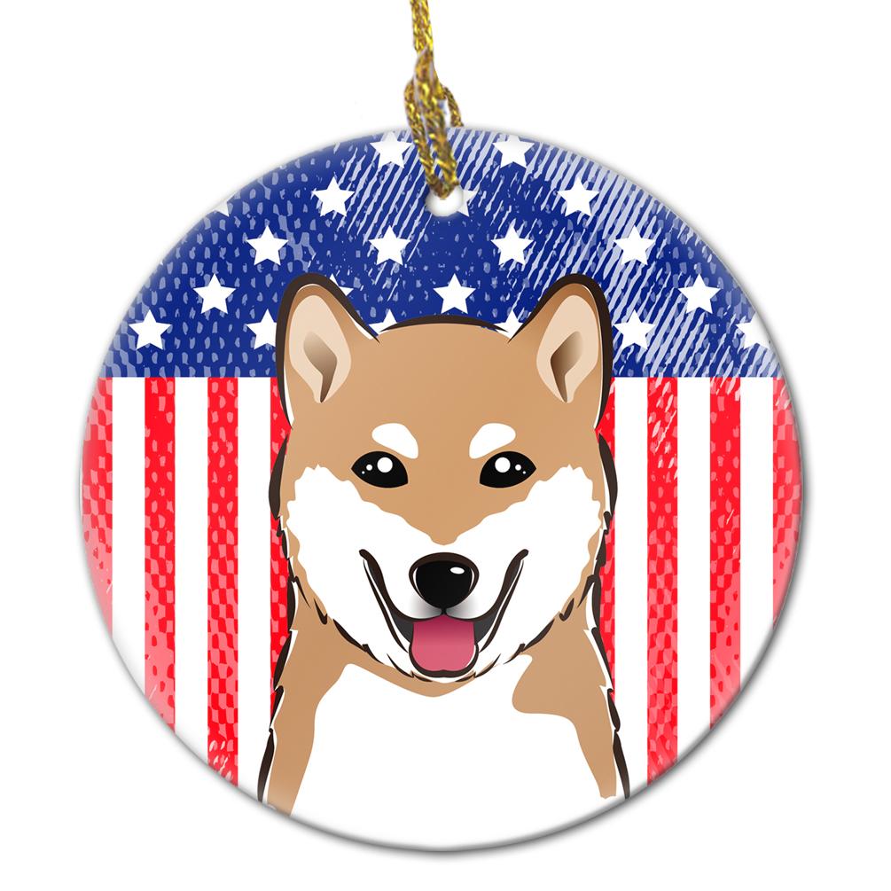 American Flag and Shiba Inu Ceramic Ornament BB2155CO1 by Caroline's Treasures