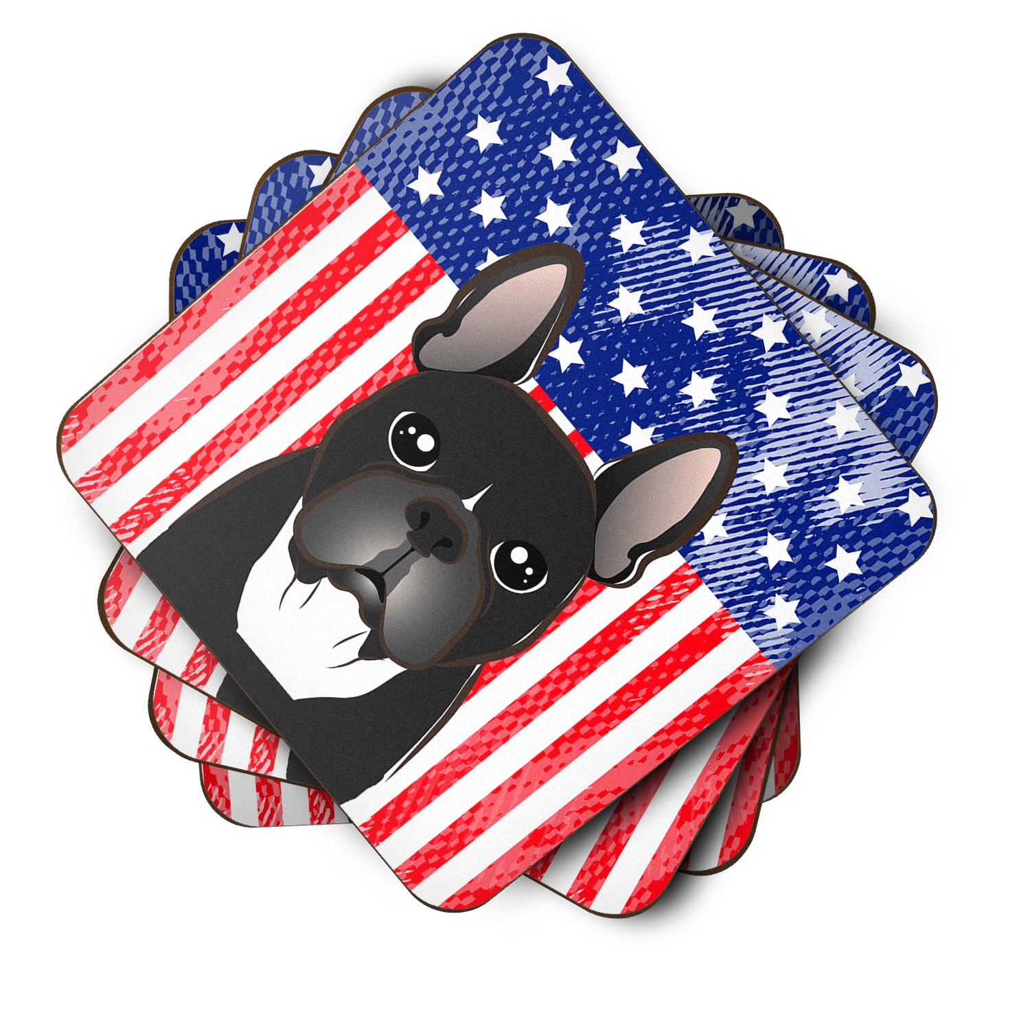 American Flag and French Bulldog Foam Coaster Set of 4 - the-store.com