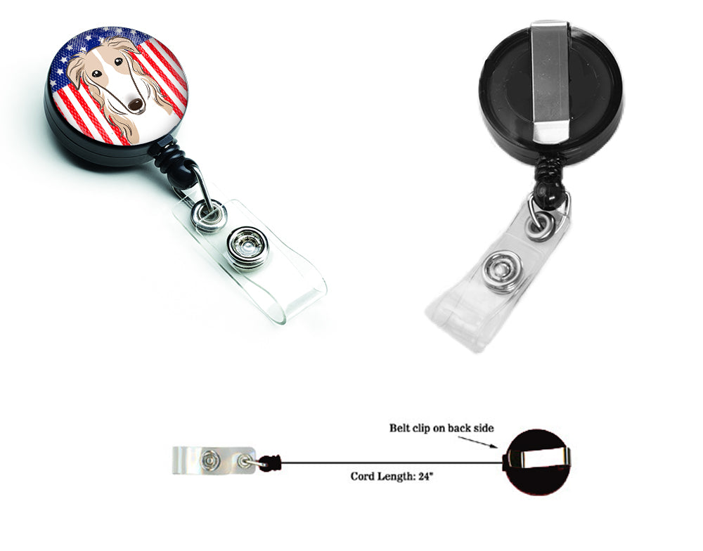 American Flag and Borzoi Retractable Badge Reel BB2158BR.