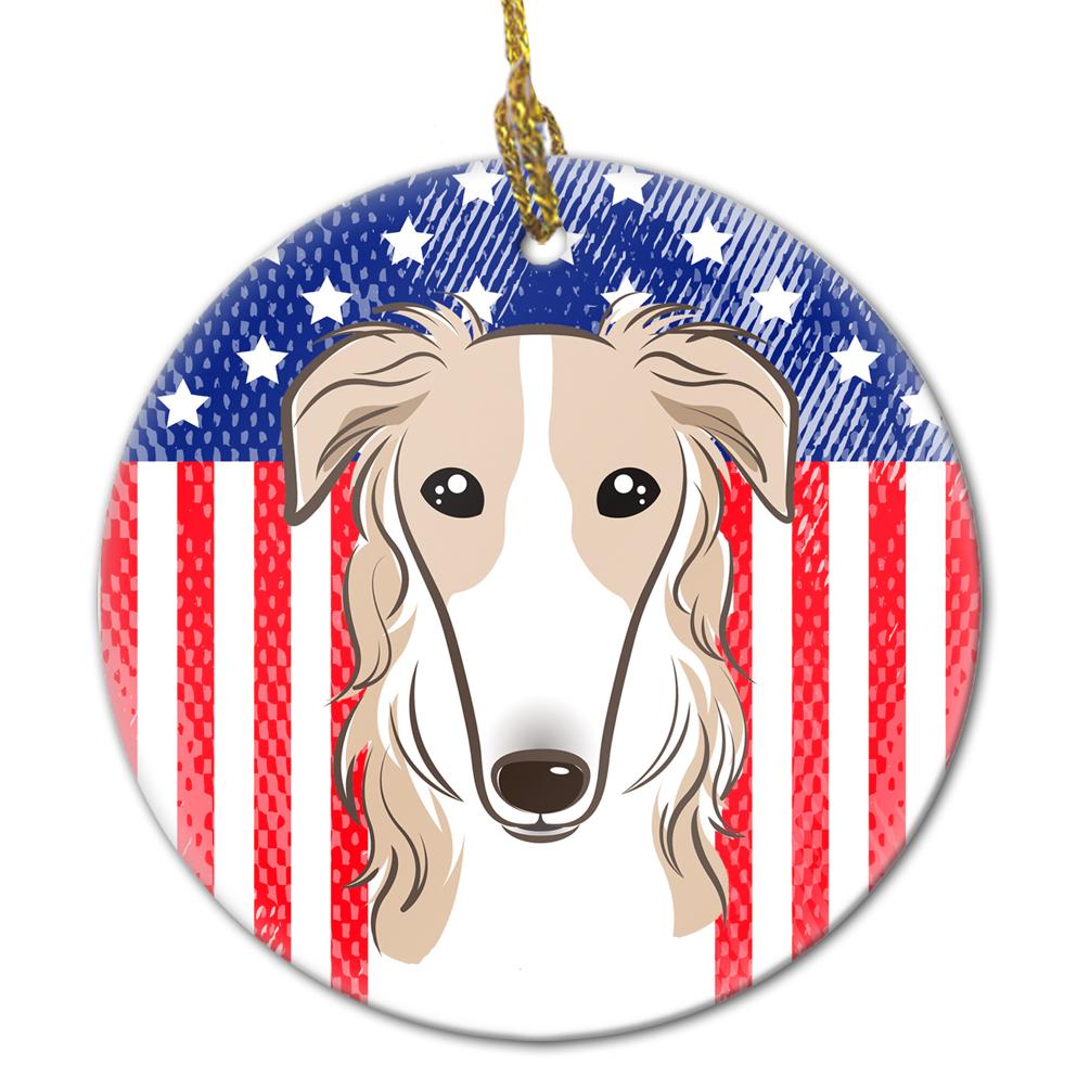 American Flag and Borzoi Ceramic Ornament BB2158CO1 by Caroline's Treasures