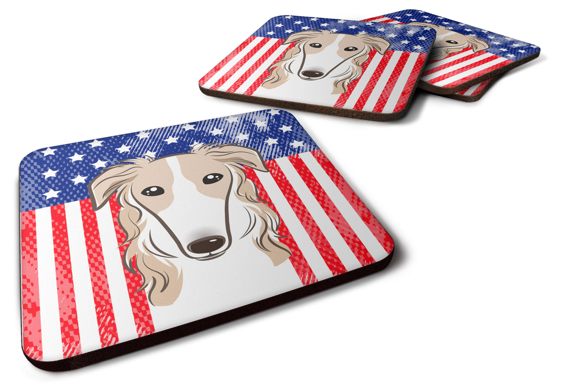 American Flag and Borzoi Foam Coaster Set of 4 - the-store.com