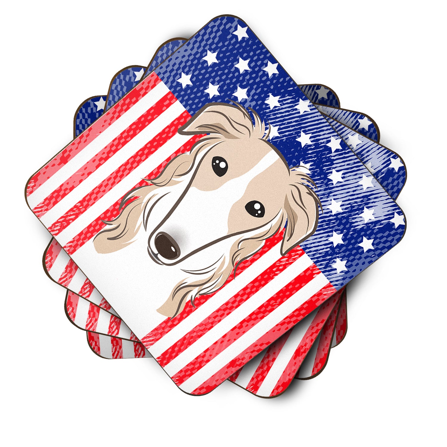 American Flag and Borzoi Foam Coaster Set of 4 - the-store.com