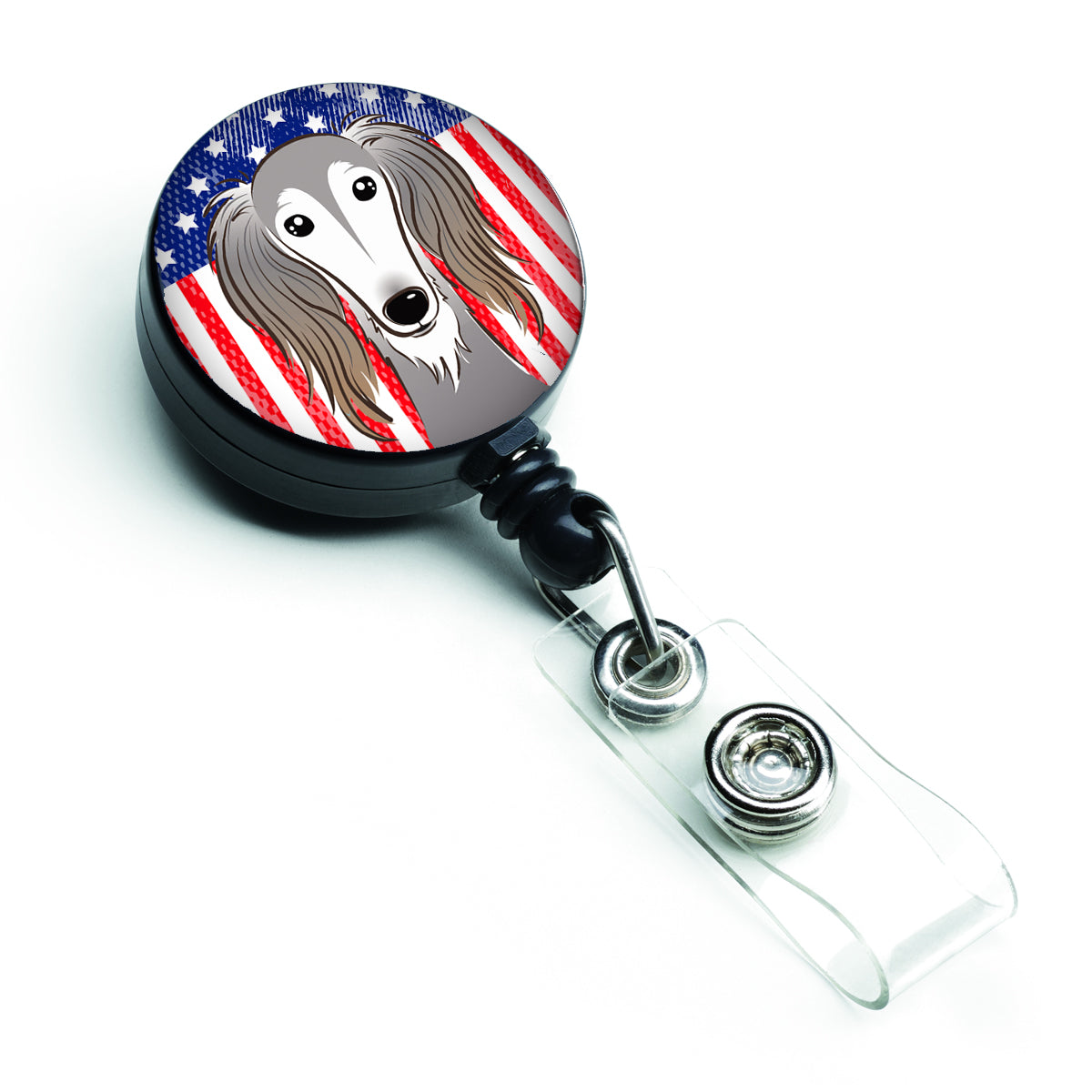 American Flag and Saluki Retractable Badge Reel BB2159BR.