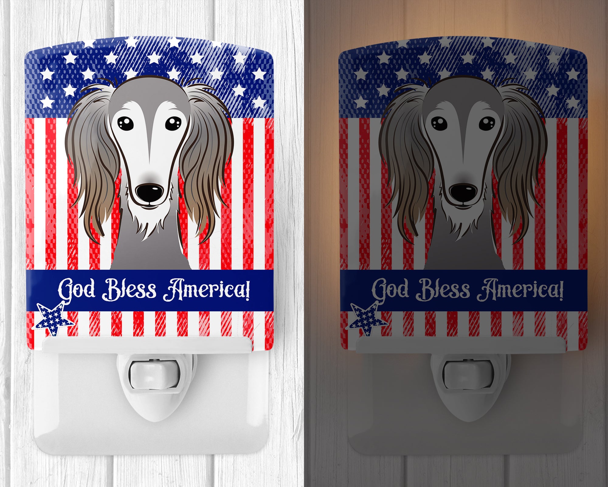 American Flag and Saluki Ceramic Night Light BB2159CNL - the-store.com