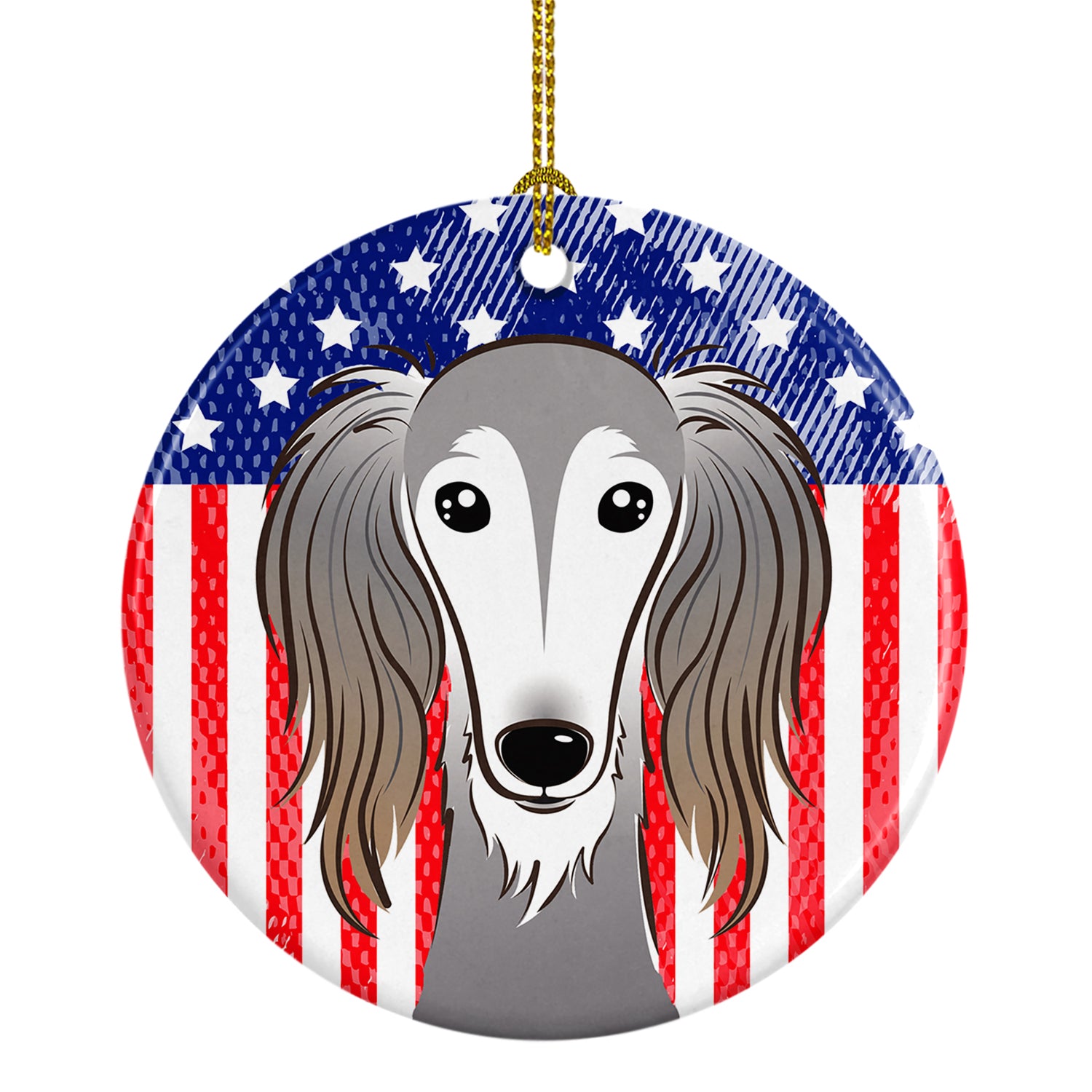 American Flag and Saluki Ceramic Ornament BB2159CO1 - the-store.com