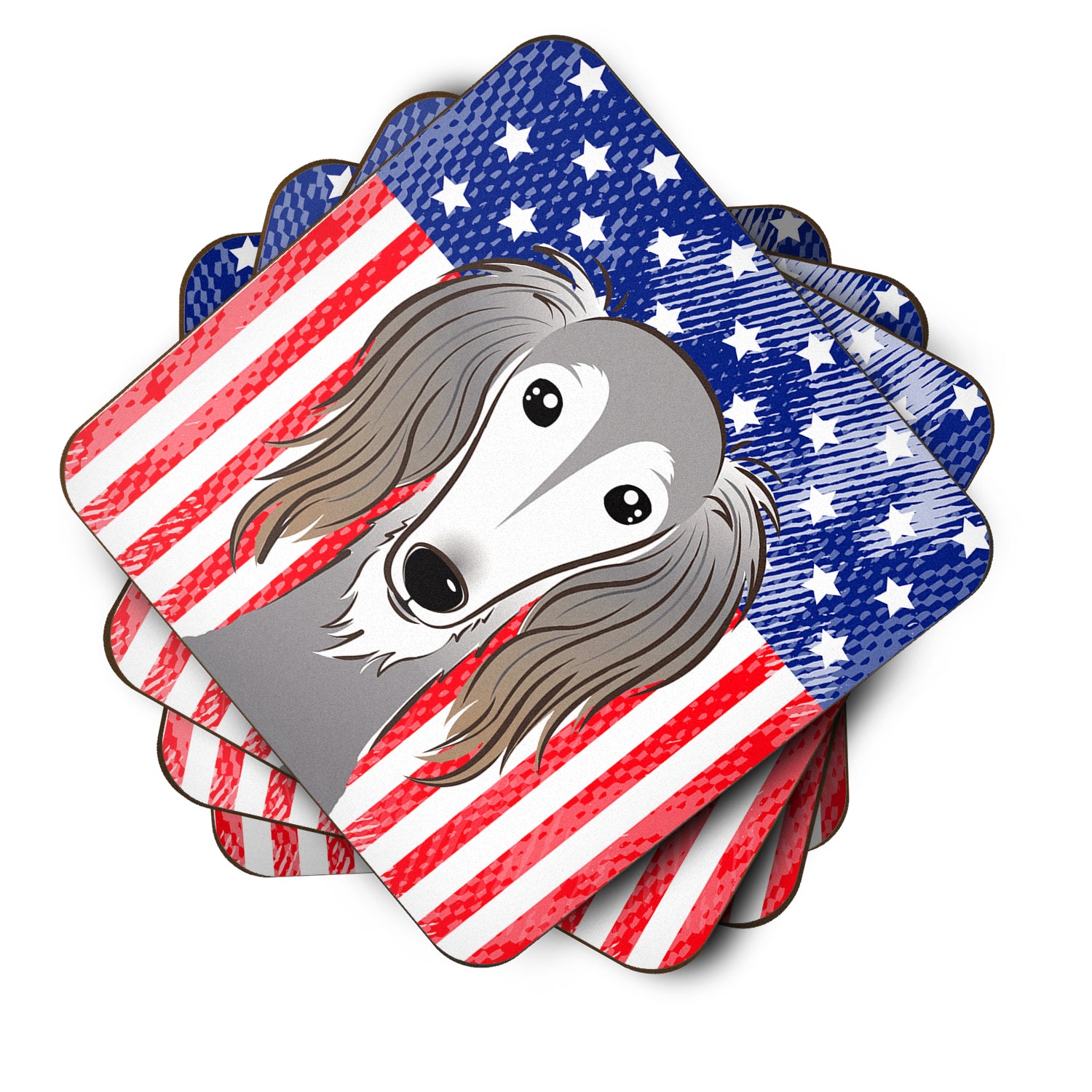 American Flag and Saluki Foam Coaster Set of 4 - the-store.com