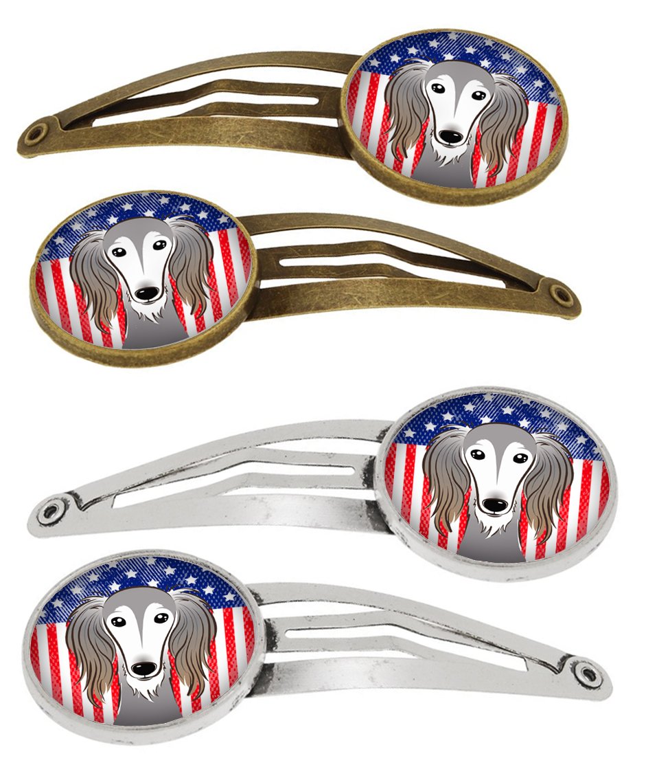 American Flag and Saluki Set of 4 Barrettes Hair Clips BB2159HCS4 by Caroline's Treasures