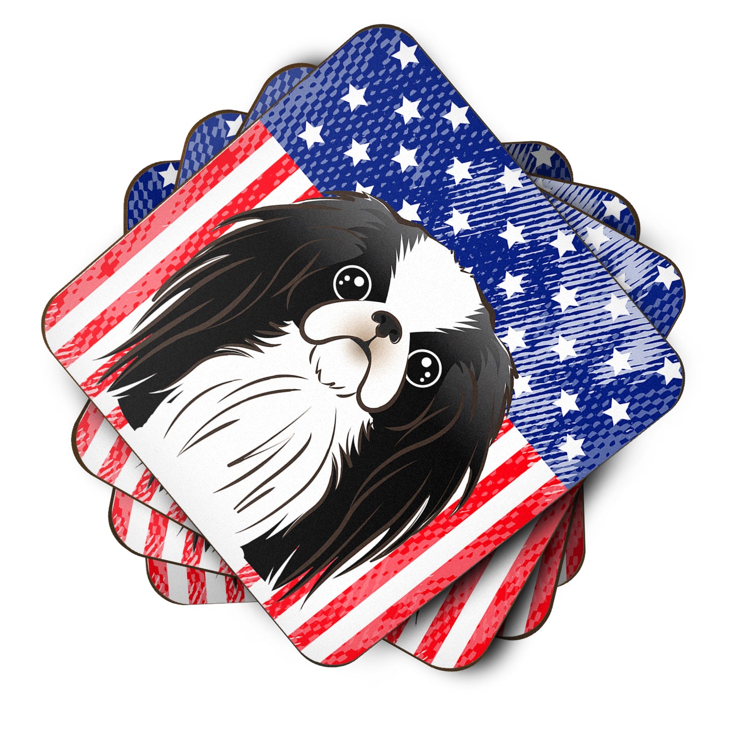 American Flag and Japanese Chin Foam Coaster Set of 4 - the-store.com