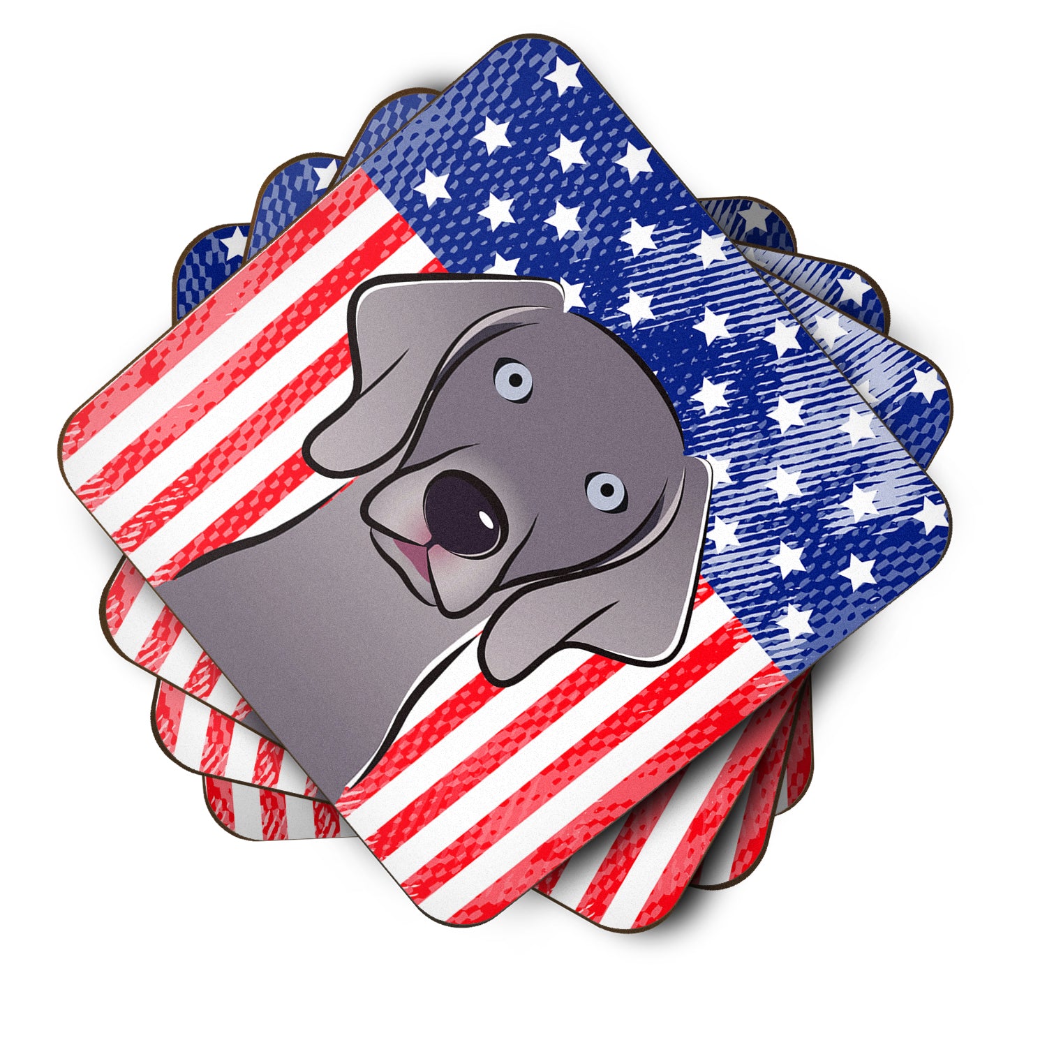 American Flag and Weimaraner Foam Coaster Set of 4 - the-store.com