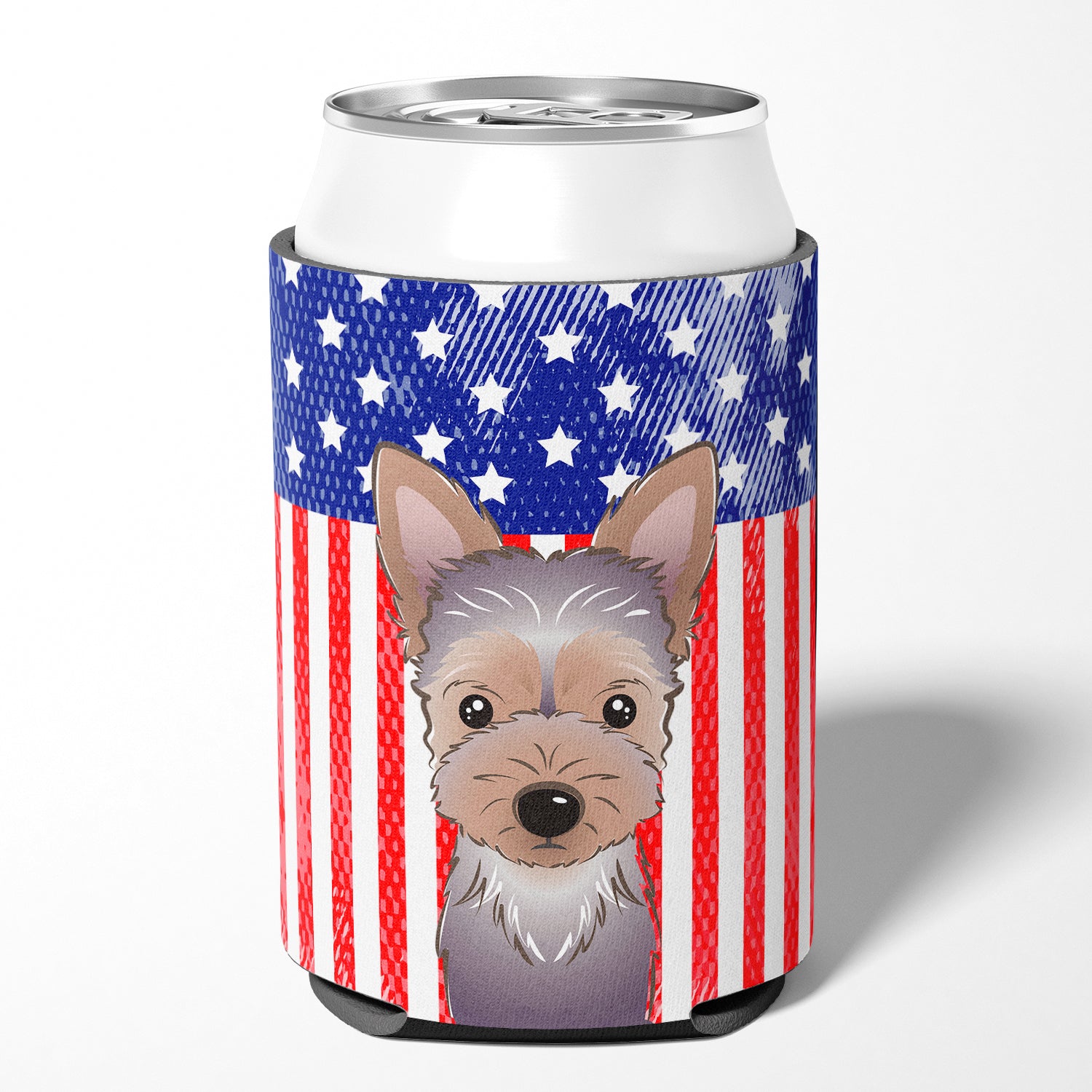 American Flag and Yorkie Puppy Can or Bottle Hugger BB2162CC.