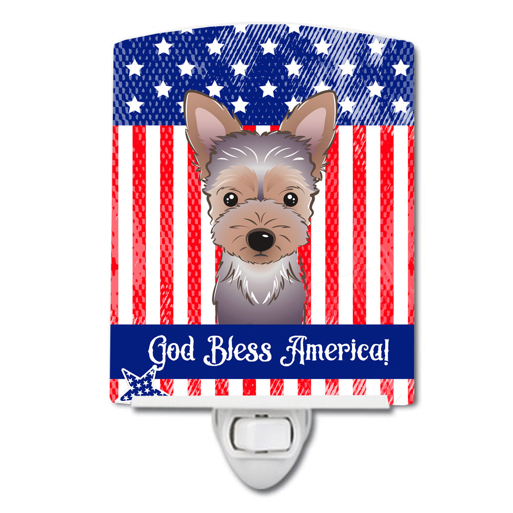 American Flag and Yorkie Puppy Ceramic Night Light BB2162CNL - the-store.com